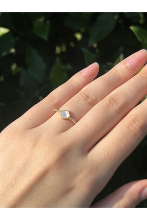 Glowy&Co. Moonlit Glow Altın Rengi Sedefli Ayarlanabilir Kararmaz Çelik Yüzük