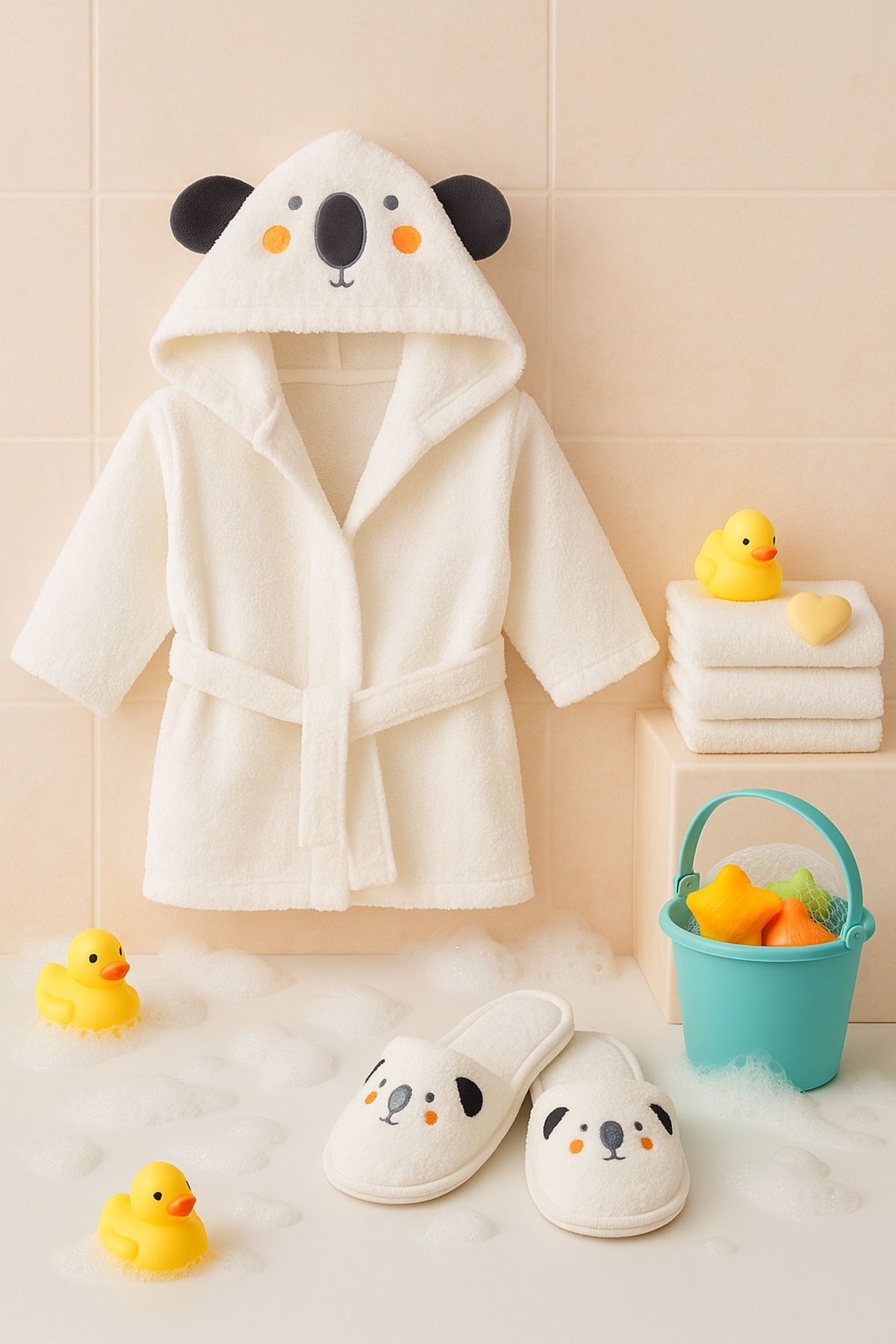 Bebitof Koala Desenli Bebek Bornoz