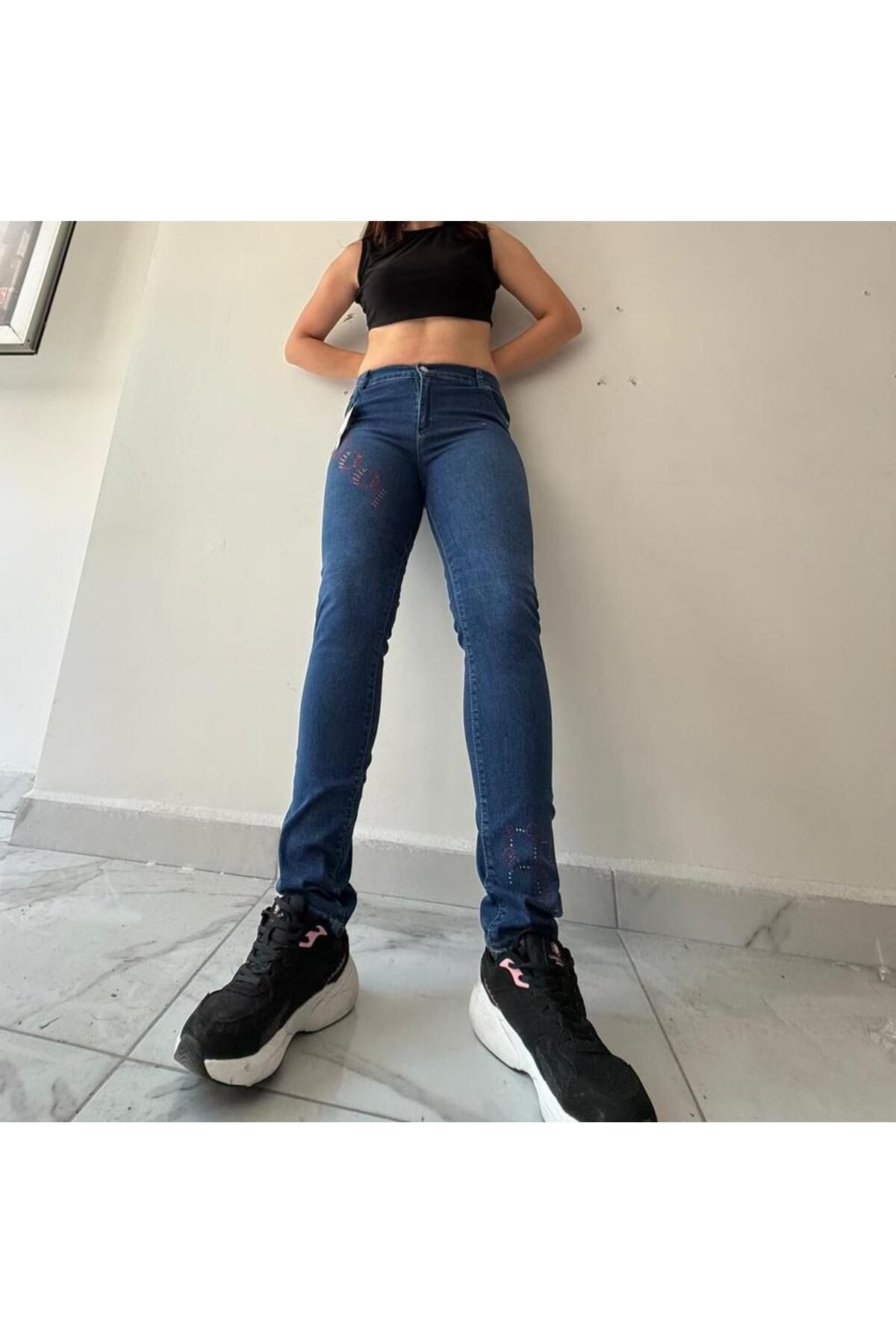 ELONİ BASKILI KOTDAR PAÇA JEANS PANTOLON