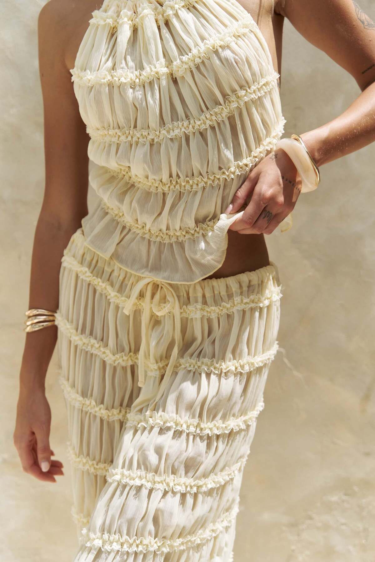 BOHEMAİ-Σετ φούστα Sofi See-through Yellow Crop 8