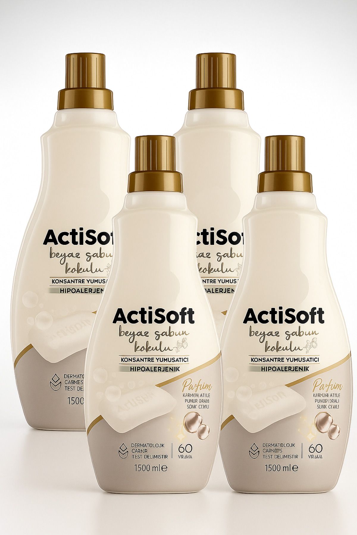 actisoft Beyaz Sabun Kokulu hipoalerjenik konsantre yumuşatıcı 1500ml X 4 Adet