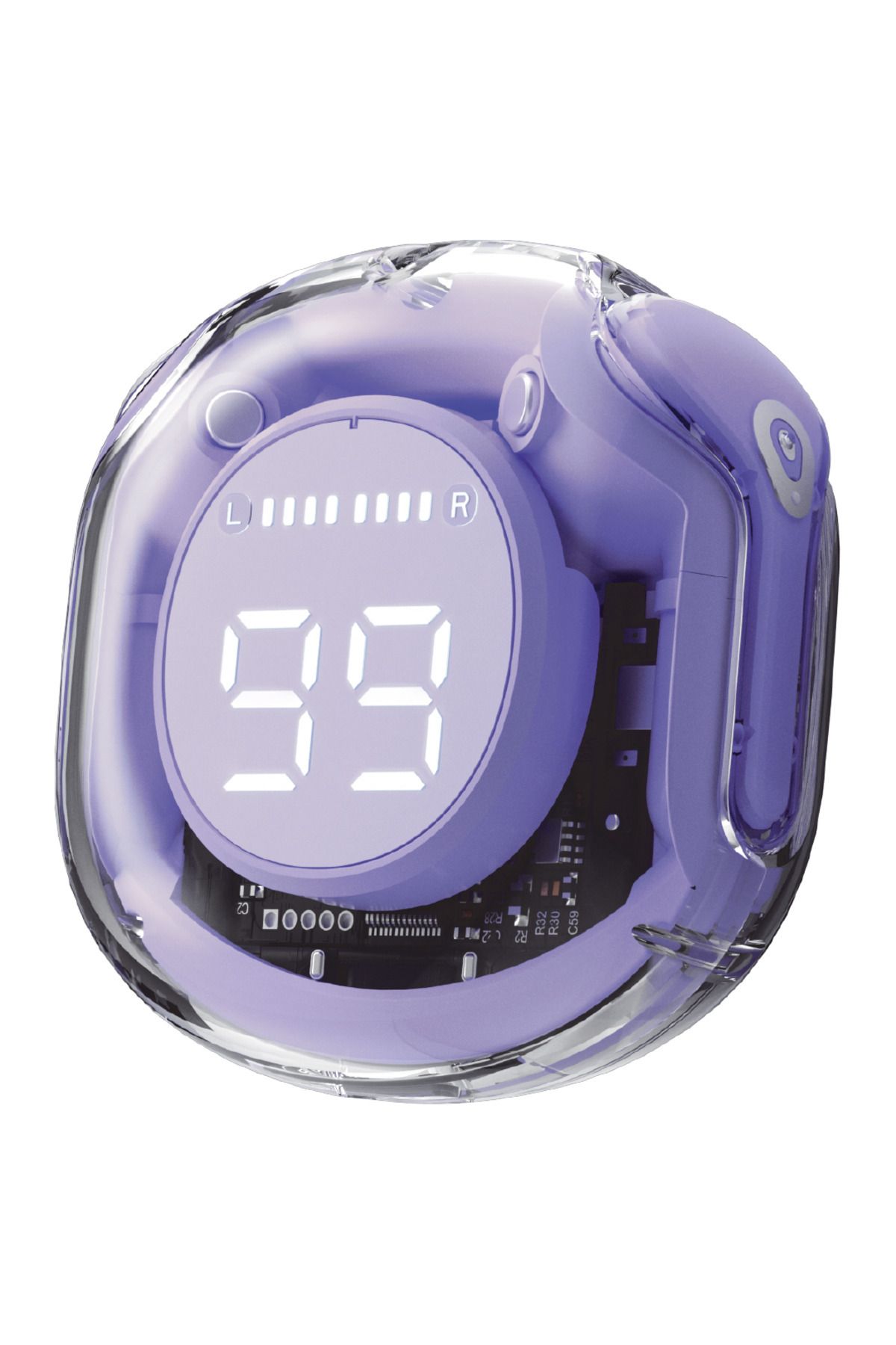Soffany AP-09 Bluetooth Kulaklık Mor | Dokunmatik | Şeffaf Tasarım | ANC | Su Geçirmez