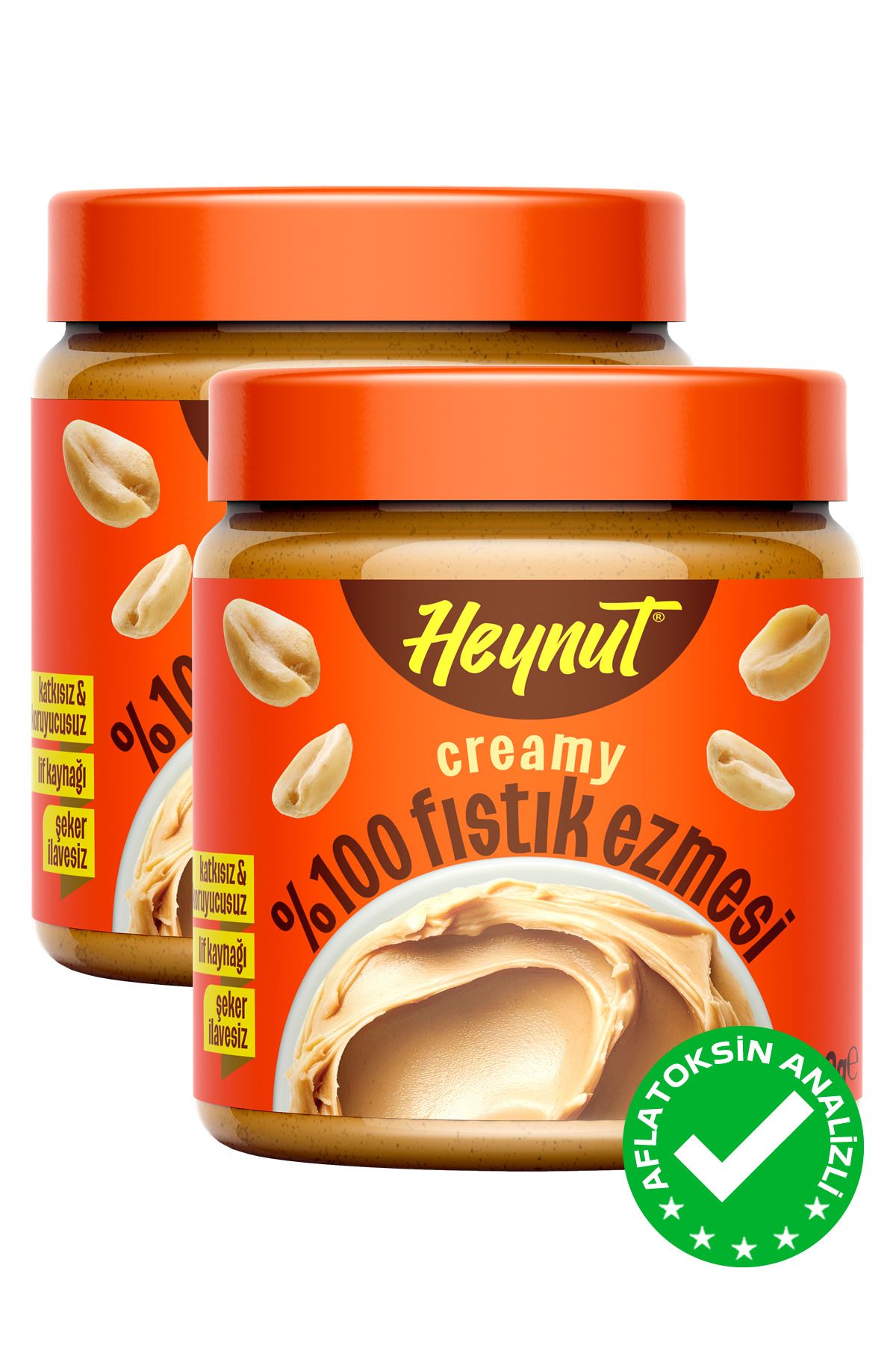 HEYNUT Şeker Ilavesiz %100 Fıstık Ezmesi (AKIŞKAN KIVAM) 500g X 2 Adet