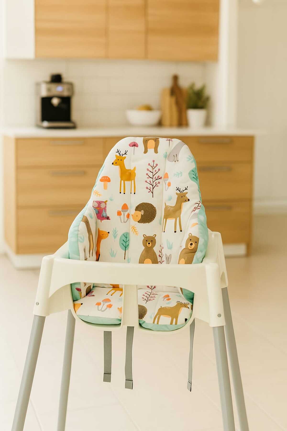 Babynia Bebek Çocuk Mama Sandalyesi Minderi Doğa Yeşil Desenli fotoğrafı 2 (önizleme)