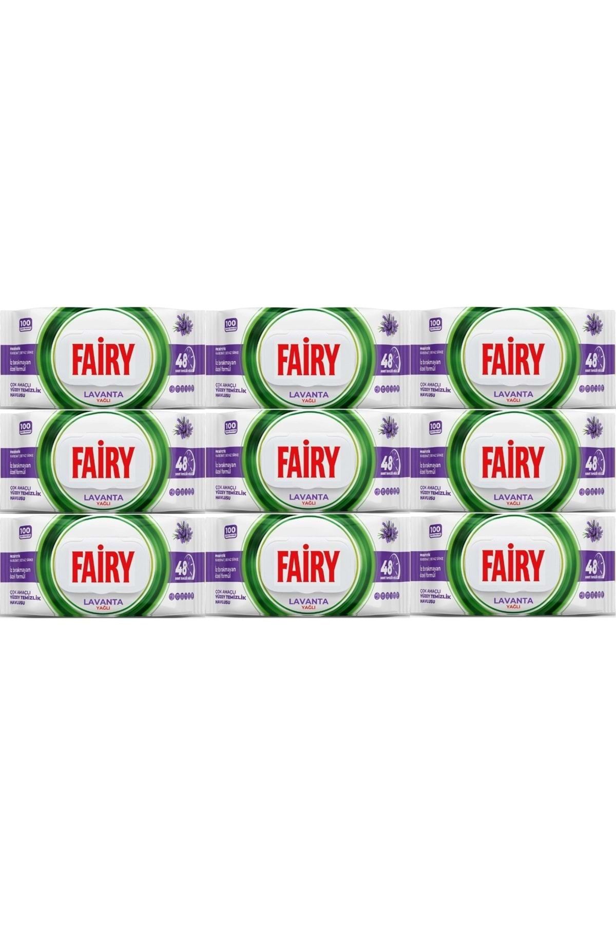 Fairy Yüzey Temizlik Havlusu 100 Yaprak Lavanta Yağlı - Beyaz Sirke - Karbonat (9 LU SET) 900 Yaprak