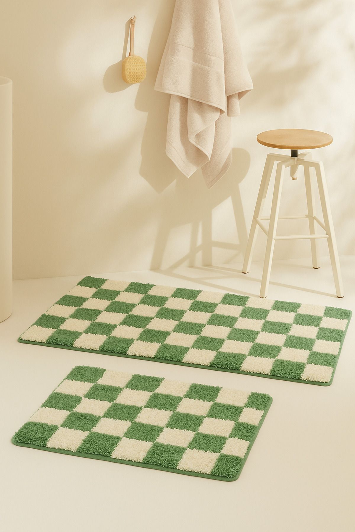 EUROBANO Chess 2'li Banyo Paspası Kaymaz Taban 60x100-60x50
