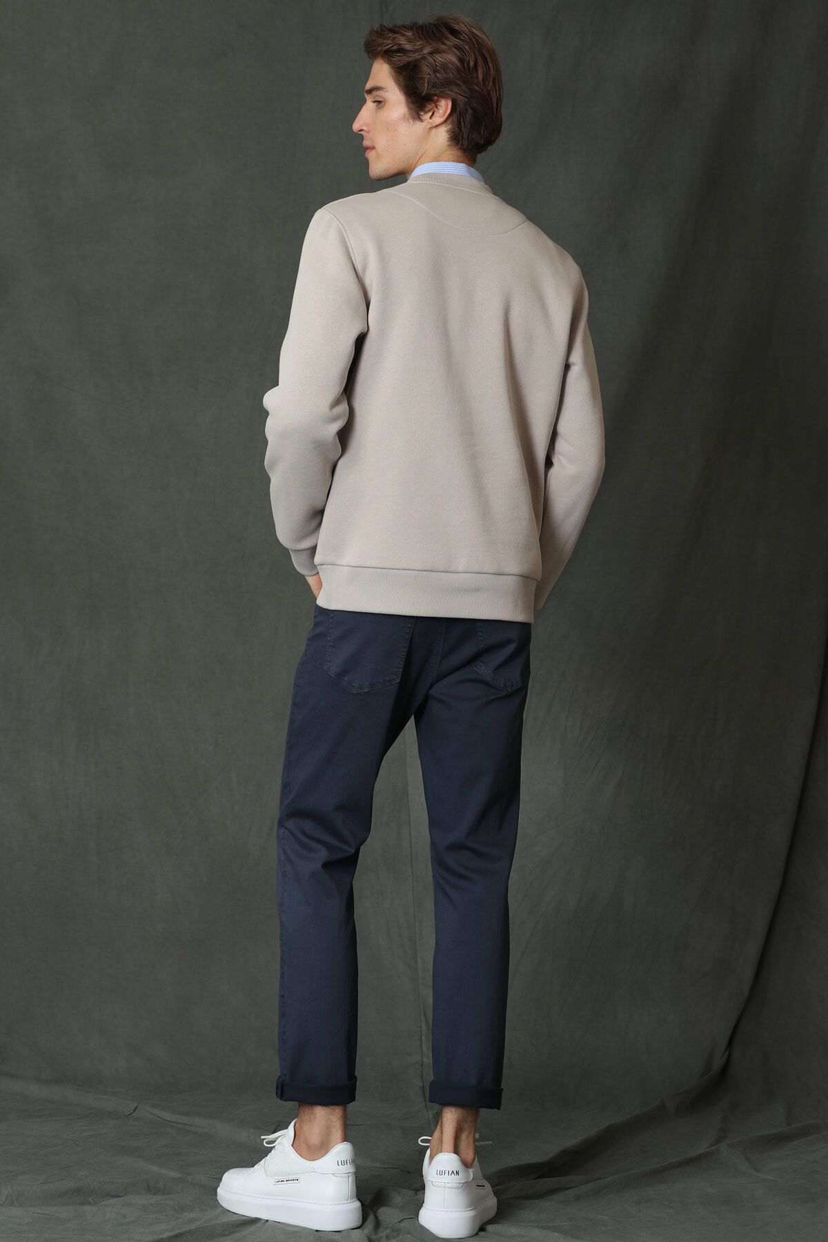 شلوار آبی مردانه شلوارهای Chino Smart Slim Fit Navy Blue Lufian