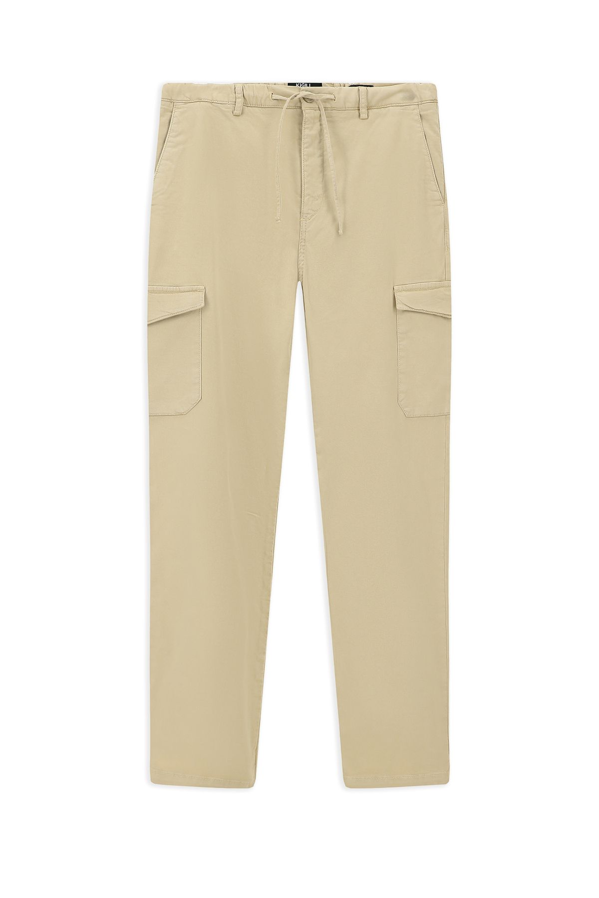 Kiğılı-Regular Fit Lycra Elastic Waist Drawstring Lyocell Blend Cargo Pants 1
