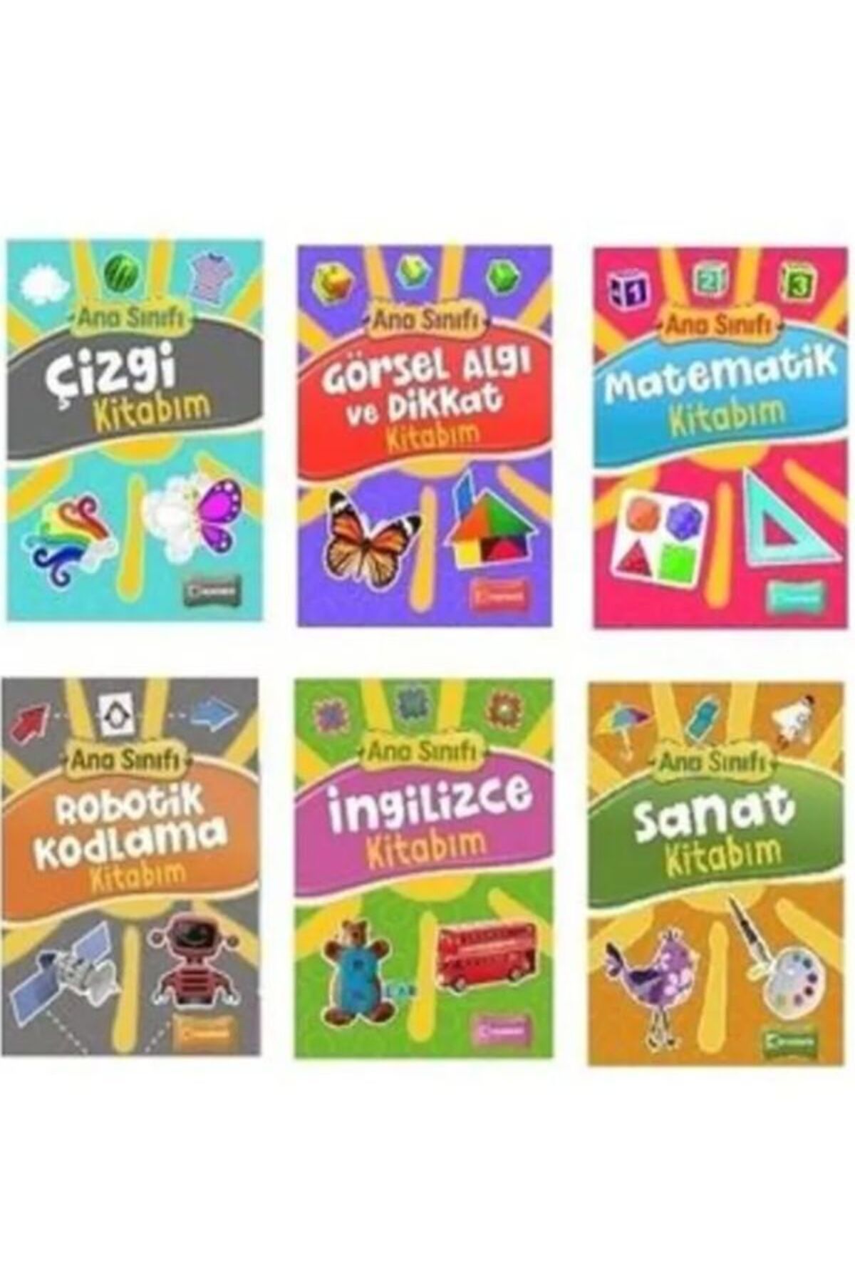 Uçanbalık Yayıncılık Uçanbalık Çizgi + İngilizce + Matematik + Sanat + Robotik +Görsel Algı ve Dikkat 6 KİTAP SET