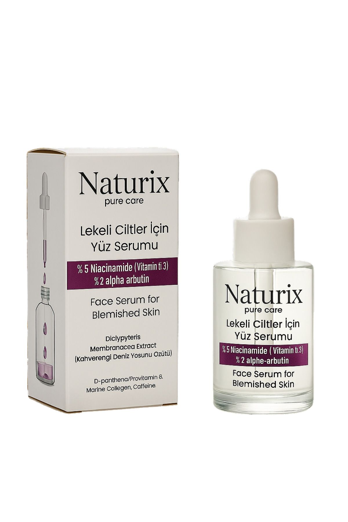 Naturix Leke Karşıtı Yüz Serumu | %5 Niacinamide & %2 Alpha-Arbutin | Lekeli Ciltler İçin Etkili Bakım 30ml