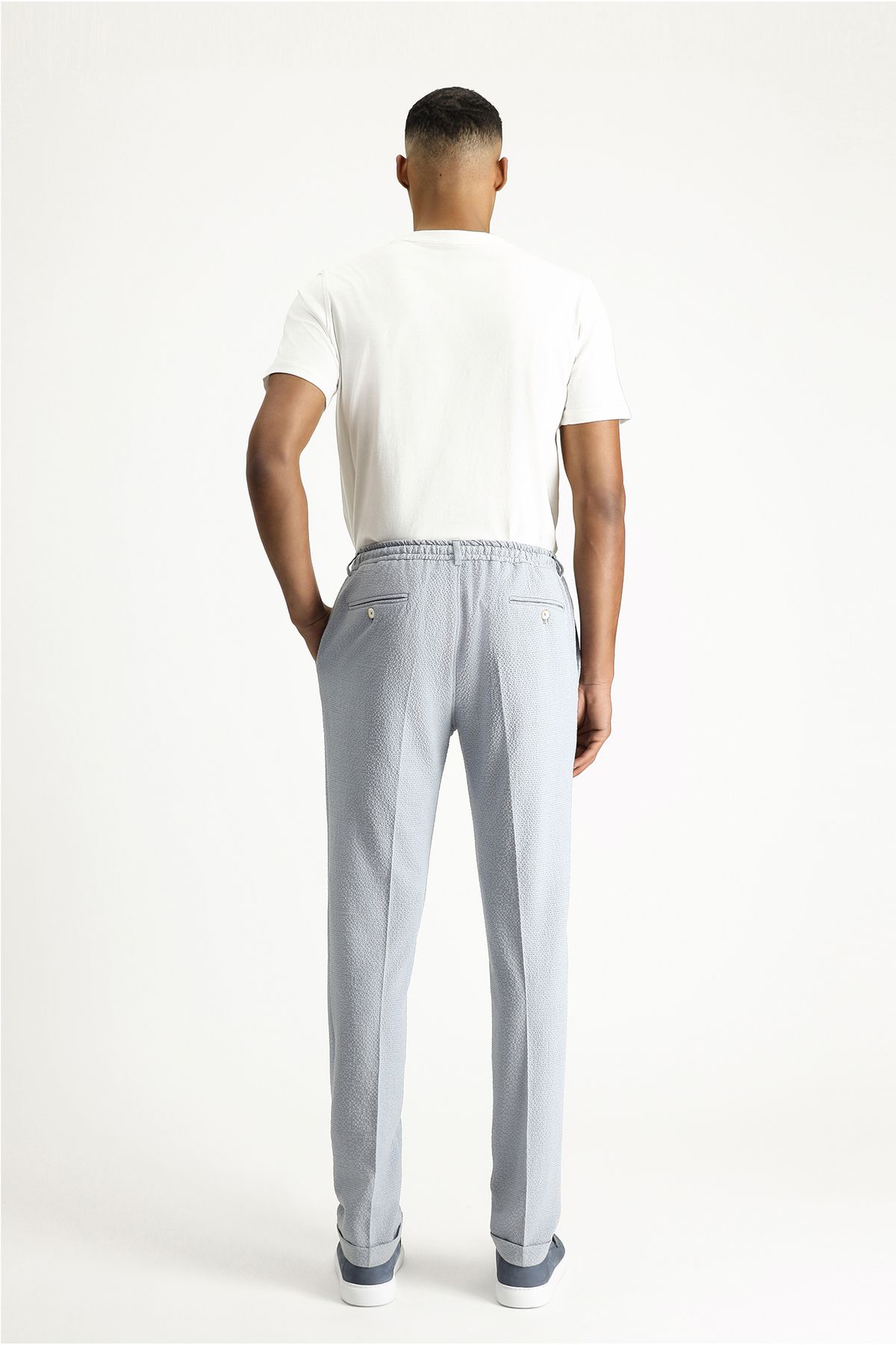شلوار آبی مردانه Super Slim Fit فوق العاده باریک و کمر Waithful Wafer Lycra کلاسیک Kiğılı