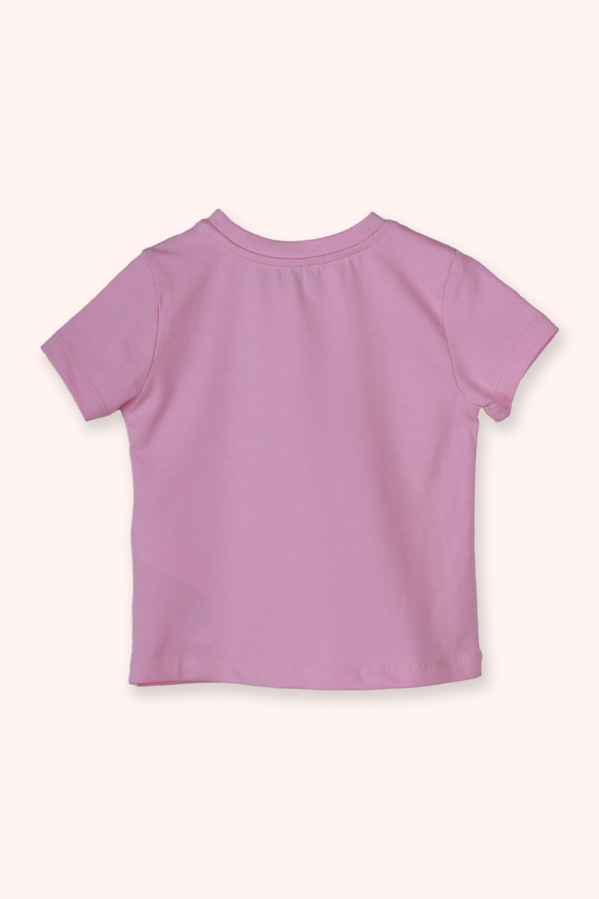 Panço Kız Bebek Yuvarlak Yaka Kısa Kollu Çiçek Motifli Pembe Tişört fotoğrafı 3 (önizleme)