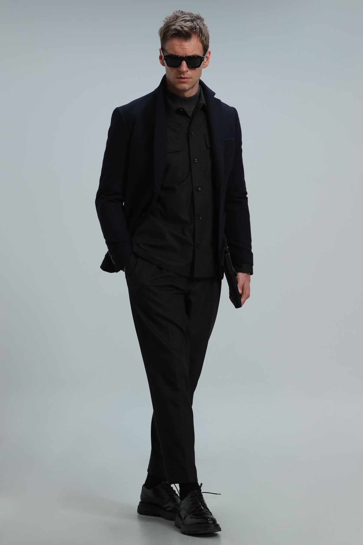 کت بلیزر آبی مردانه ژاکت Blazer Male Haly ورزشی Slim Fit Navy Blue Lufian