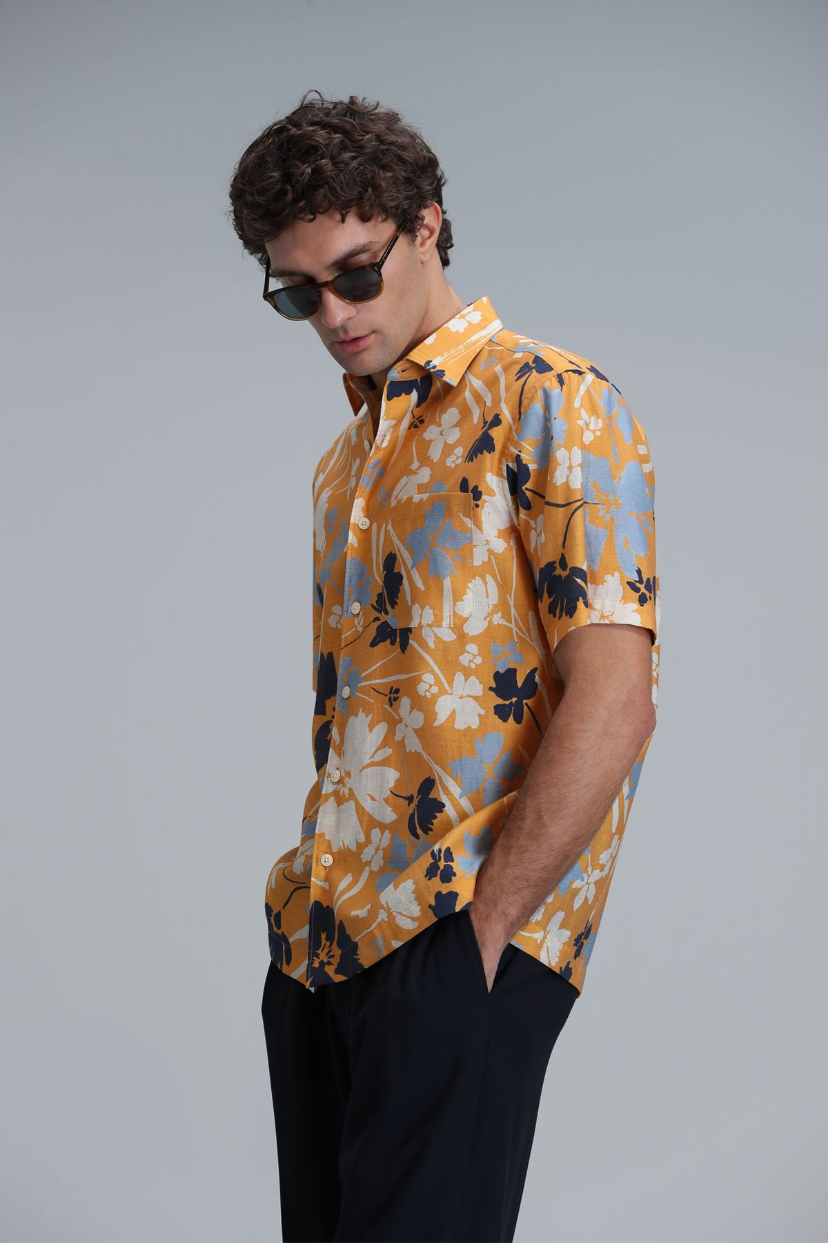 Lufian-Ανδρικό πουκάμισο Regular Fit Yellow Shen - Basic Model 3