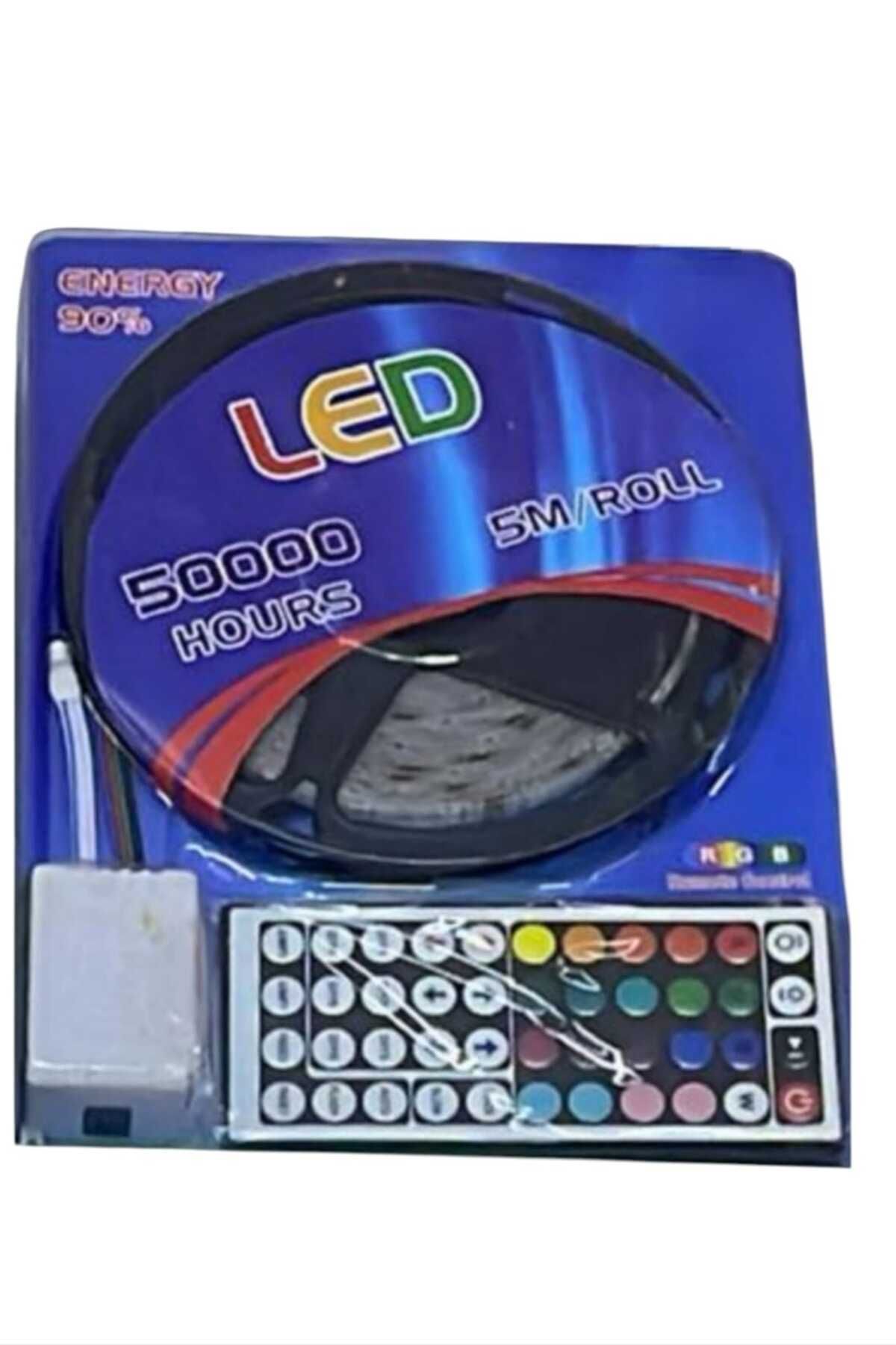 jvx 3 Çipli RGB Şerid Işık Led 5 Metre Kumandalı Adaptörlü 16 Renk 50000 Saat Ömür