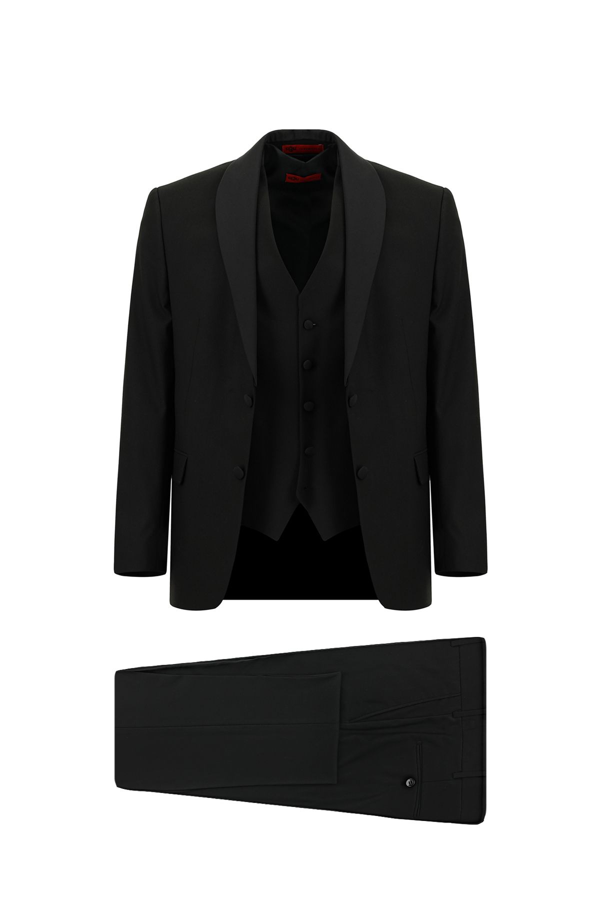 Kiğılı Slim Fit Dar Kesim Şal Yaka Yelekli Smokin & Damatlık