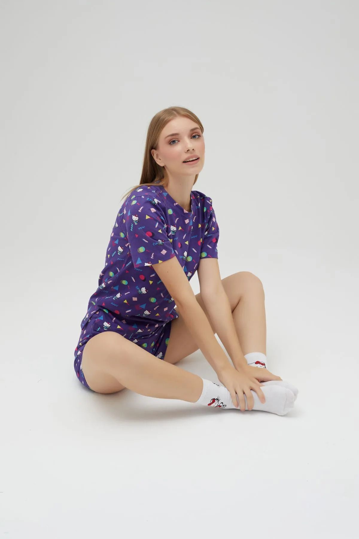 Hello Kitty-Licensed Short Sleeve Cotton Pajama Set with Shorts 3