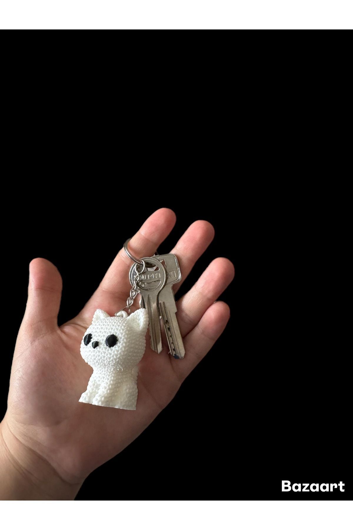 Tasarım 🩷 3D Baskı Örgü Desenli Sevimli Kedi Anahtarlık | Çanta Süsü | Renk Seçenekli