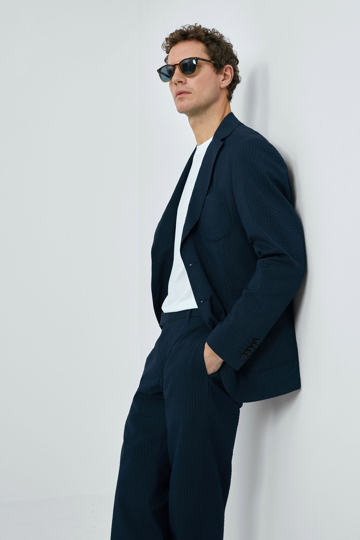 Lufian Piel Spor Erkek Blazer Ceket Slim Fit Lacivert