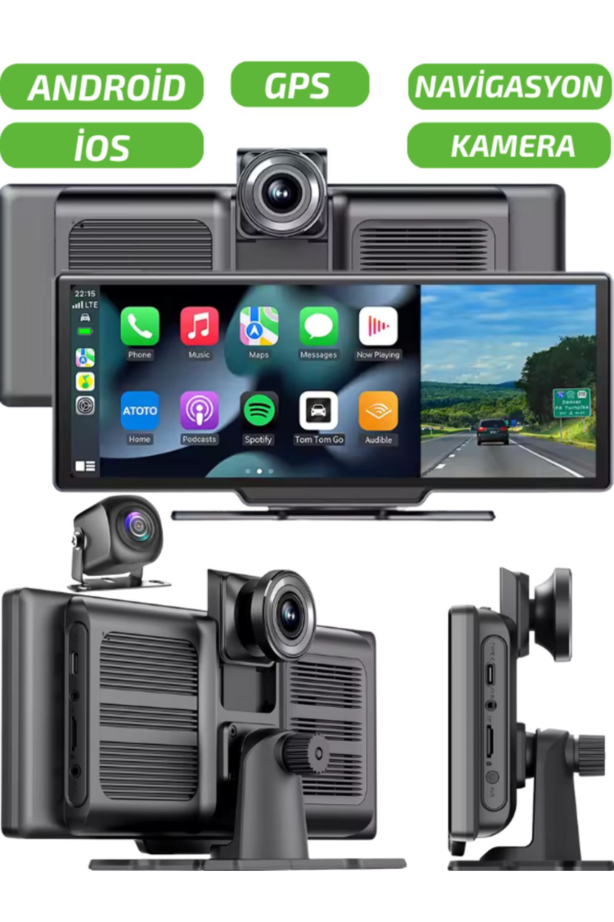 SONREİR 4k Carplay 128gb Araç İçi Güvenlik Kamerası 10.2'' Ekran Ön & Arka Kayıt Android & İPhone Uyumlu