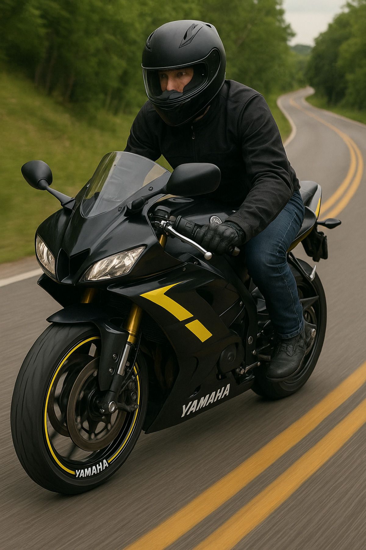 Genel Markalar DB Yamaha Yazılı Neon Sarı Takım Jant Sticker Modeli
