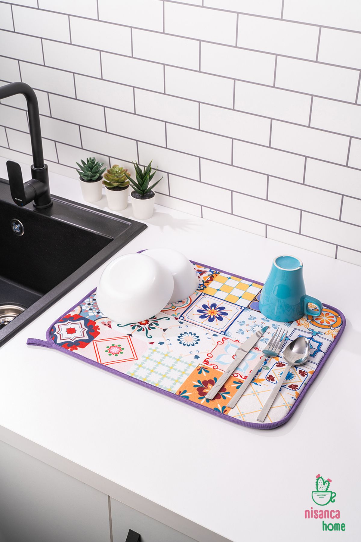 nisanca home Mikrofiber Bulaşık Kurutma Matı Tezgah Üstü Kurutma Havlusu Kurutma Örtüsü Süper Emici Bulaşıklık