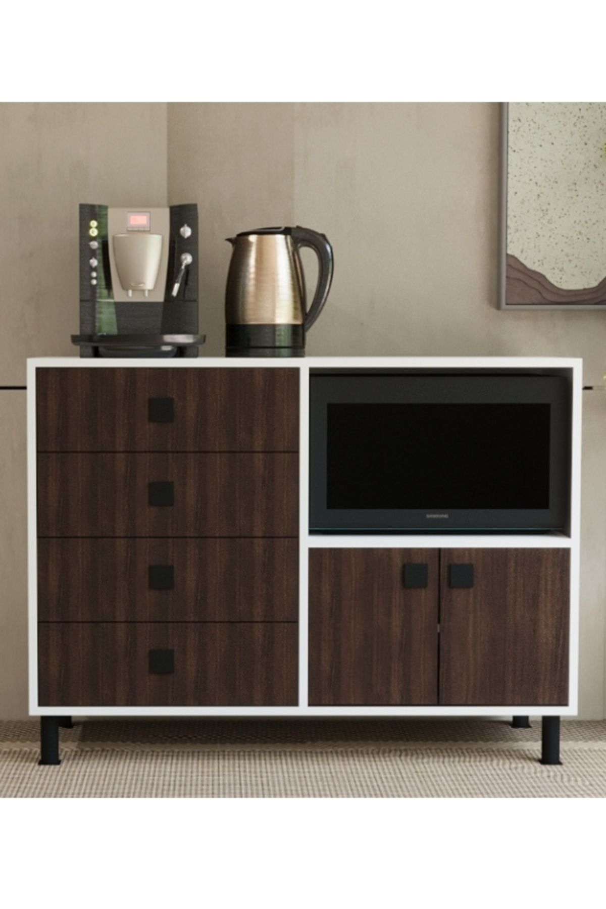 Nitro Furniture Carol Mutfak Dolabı – Ceviz & Antrasit Renk Seçenekli, 4 Çekmeceli + 2 Kapaklı Bölme, Modern Tasarım