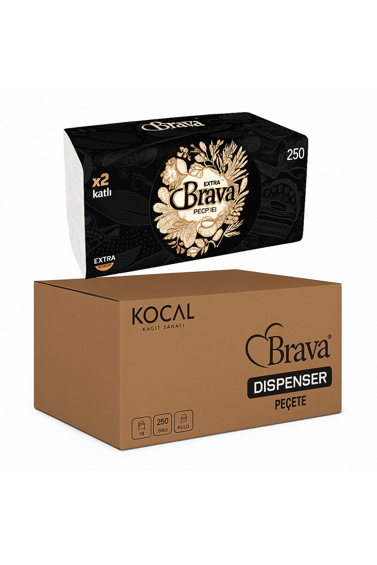 Brava Yeni Nesil Dispenser Peçete 24x250 Adet – Koli Bazlı Satış (TOPLAM 6000 PEÇETE)
