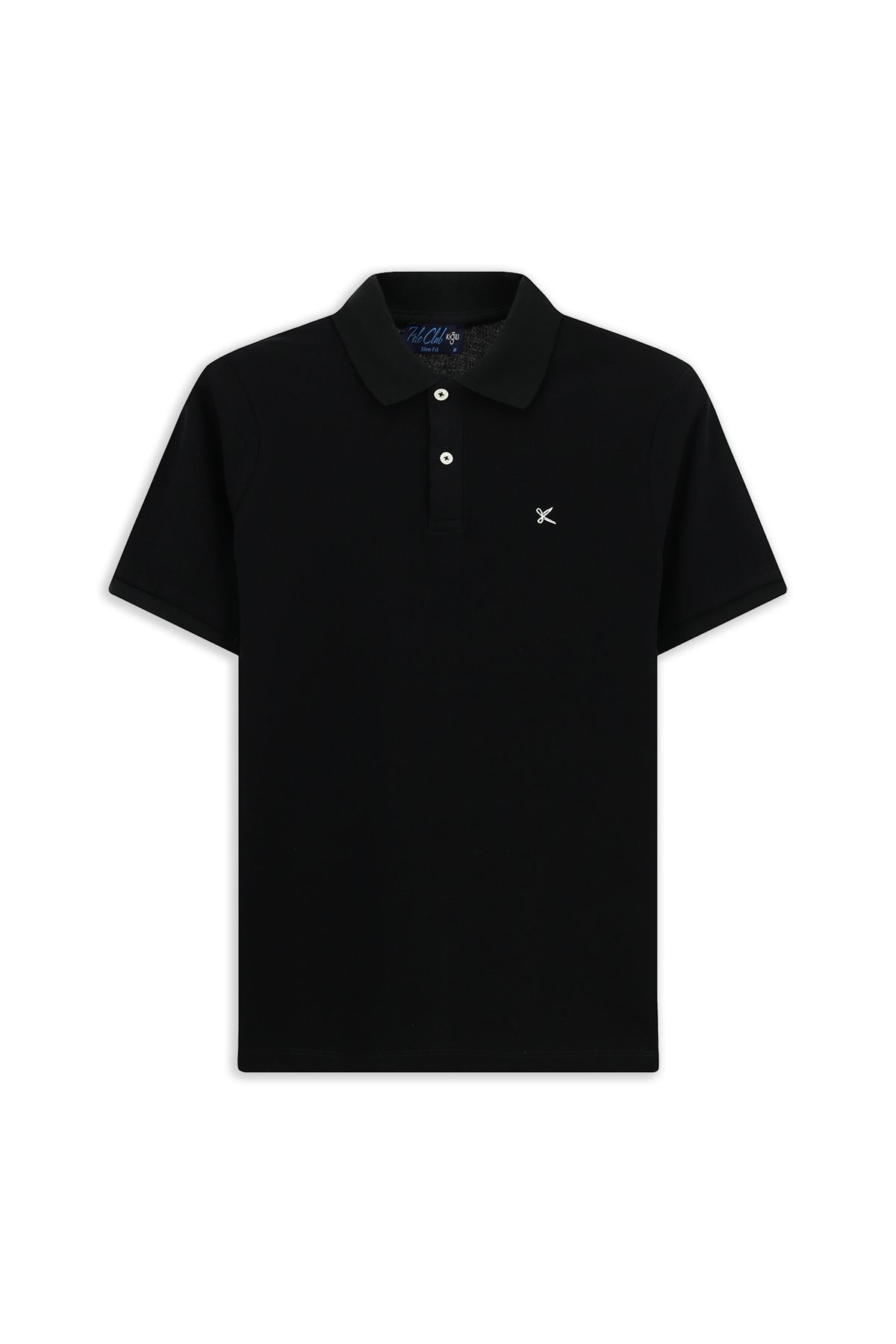 تی شرت یقه پولو مشکی مردانه سیاه Polo Yaka به طور منظم مناسب گلدوزی پنبه t shirt Kiğılı