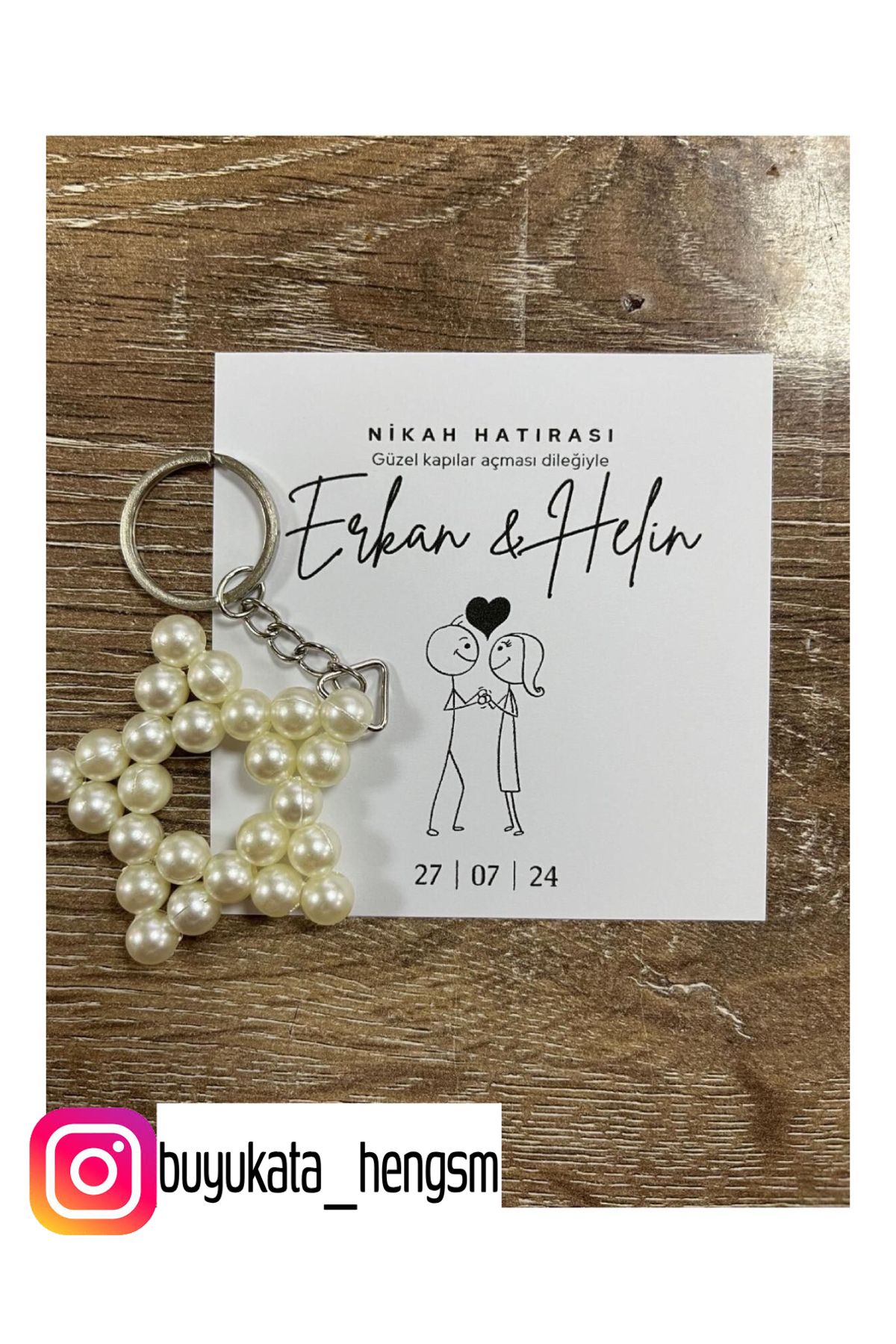 HEN GSM kisisellestirilebilir kart 15 adet inci yıldız anahtarlık nikah düğün kına nişan sünnet hafizlik