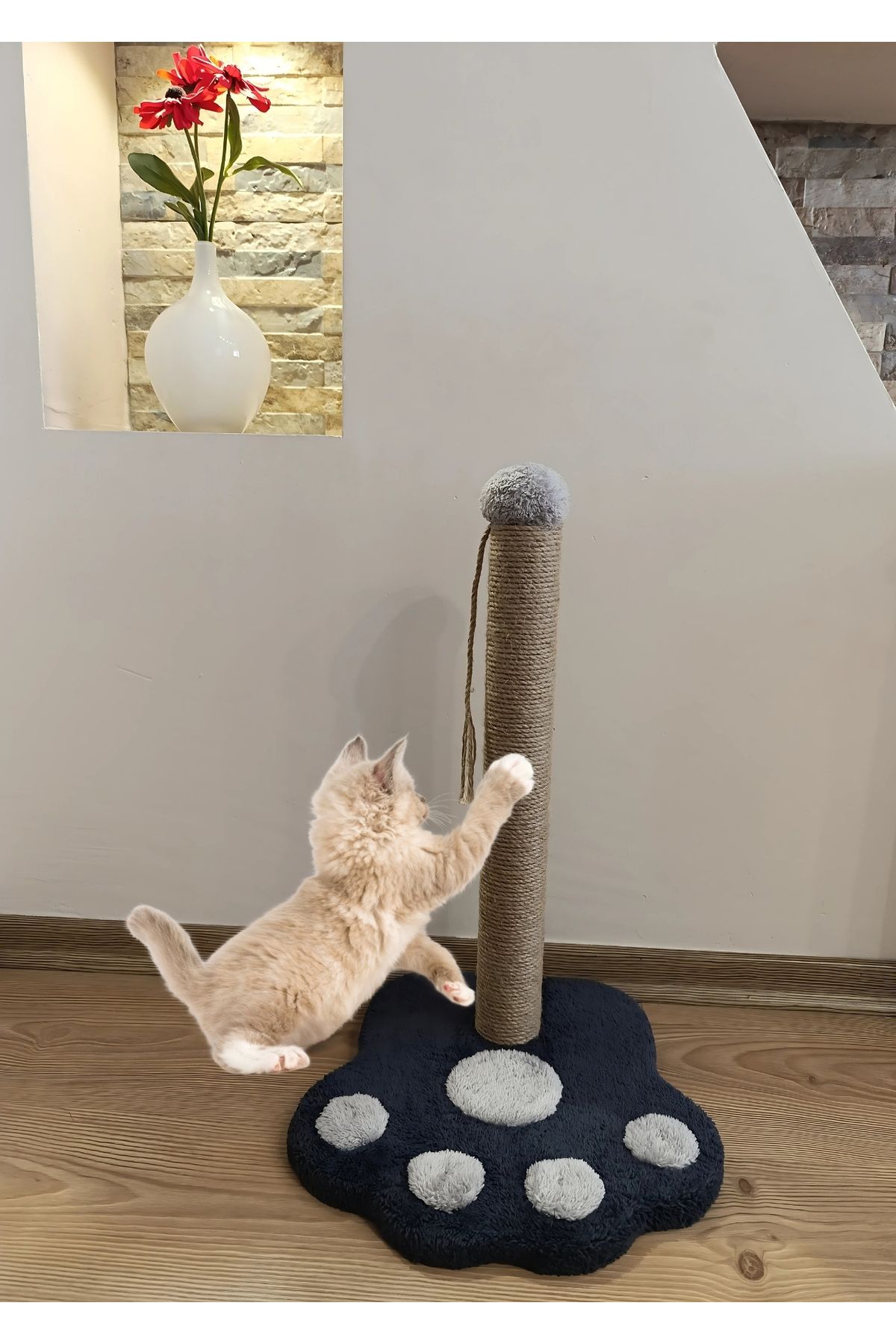 Rexon-Cat Scratching Board with Paw Model 50 cm Large Size Scratching Cat Playground with Plush Head 3