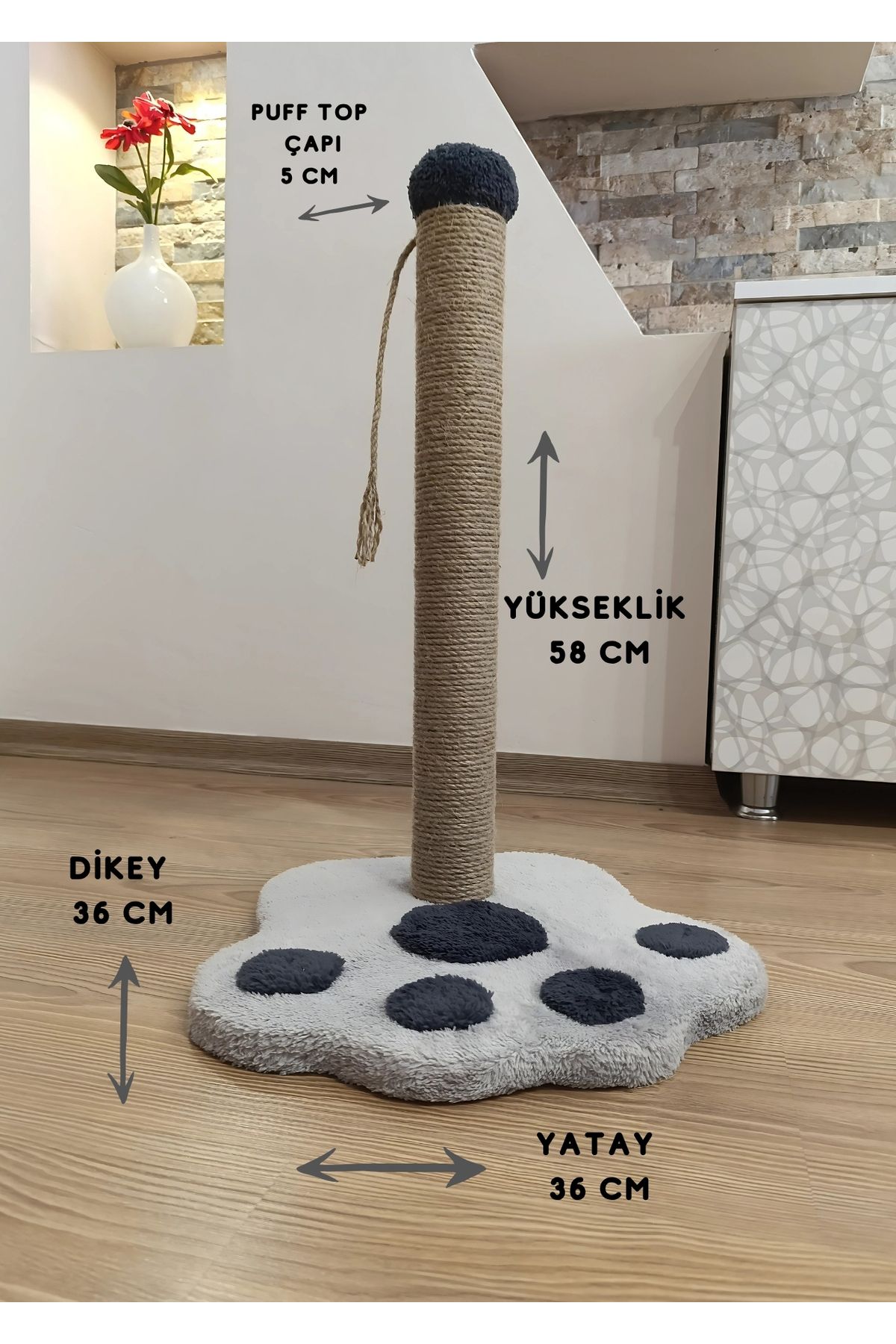 Rexon-Cat Scratching Board with Paw Model 50 cm Large Size Scratching Cat Playground with Plush Head 2