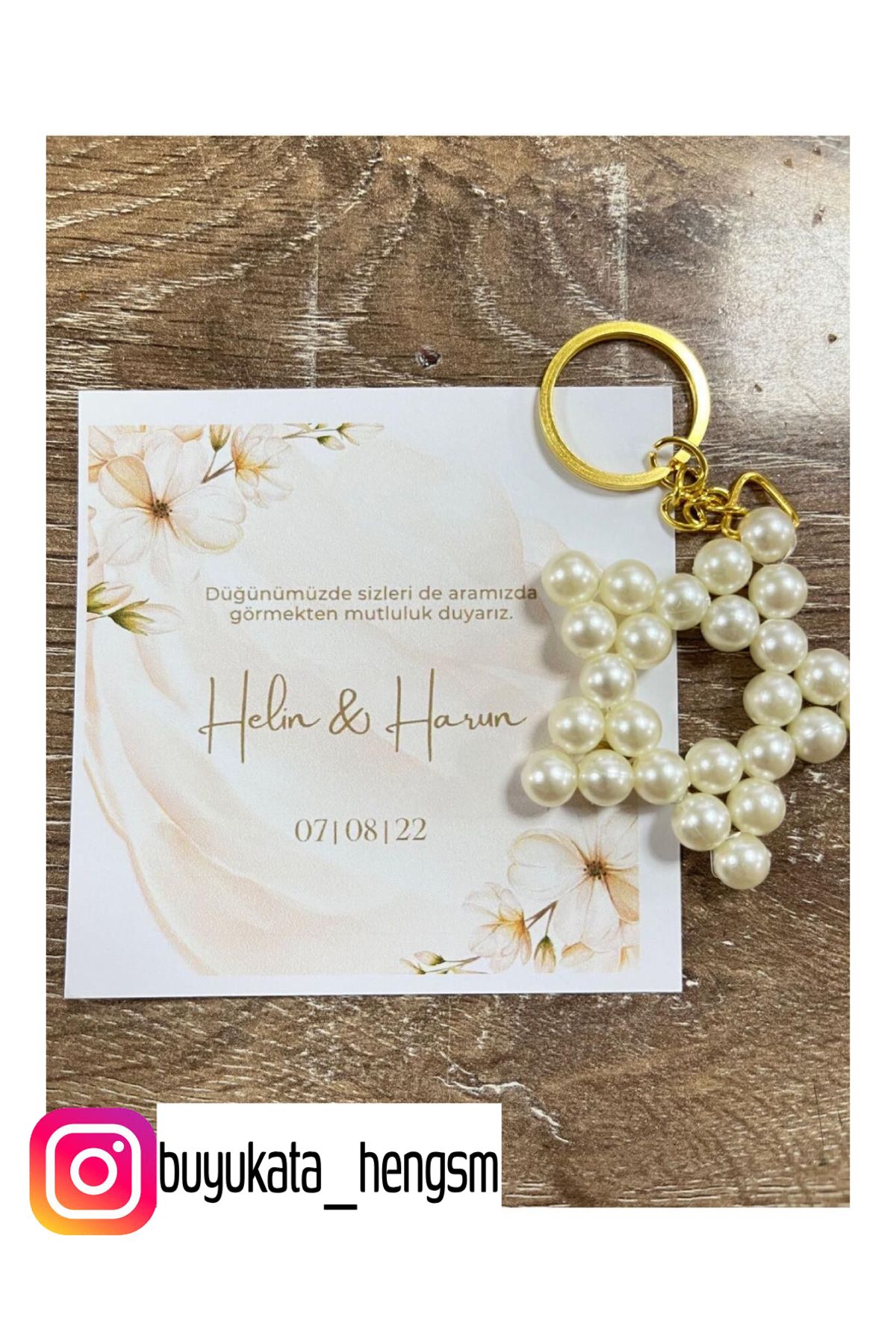 HEN GSM kisisellestirilebilir kart 15 adet inci yıldız anahtarlık nikah düğün kına nişan sünnet hafizlik