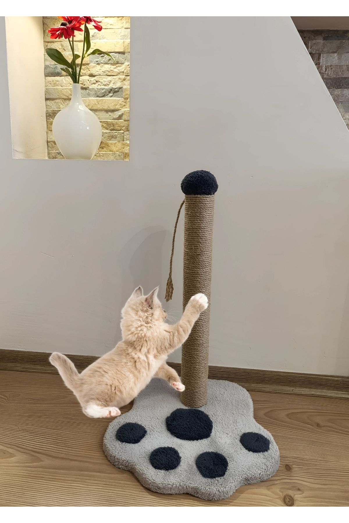 Rexon-Cat Scratching Board with Paw Model 50 cm Large Size Scratching Cat Playground with Plush Head 3