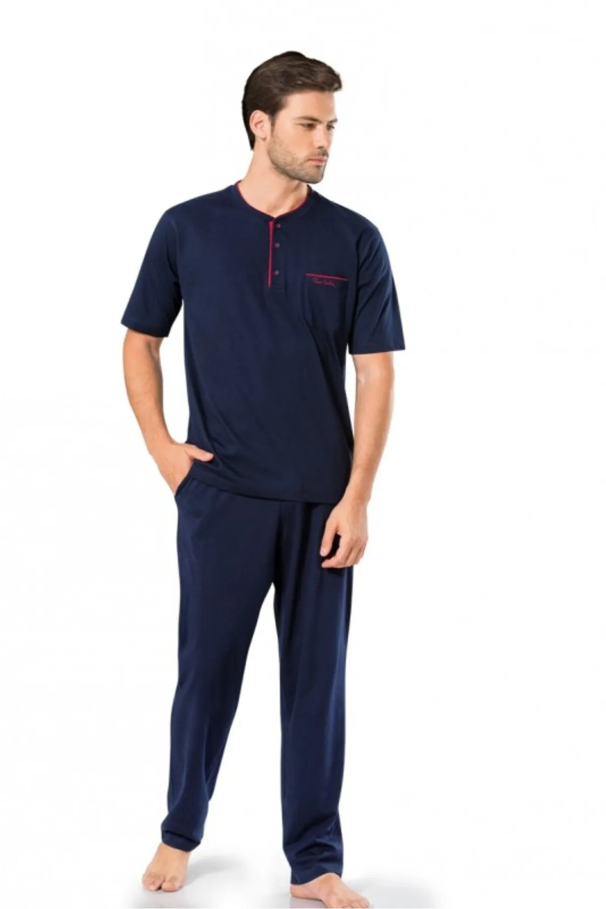 ست پیژامه مردانه راسته فاق نرمال آستین کوتاه | پیر کاردین Pierre Cardin 5.SO.3.WE.7.TO.0.P.C.C - تصویر 4