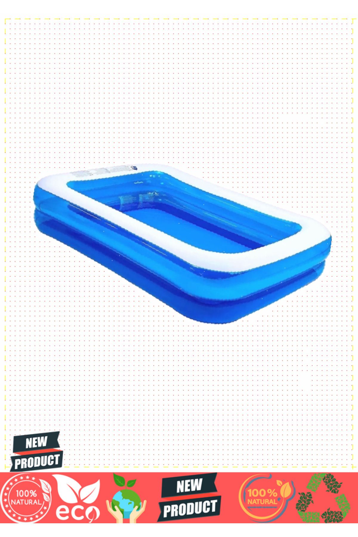 OMZ-Inflatable Pool Blue Rectangular Pool 201 X 150 X 51 cm Sea Pool Garden Pool 1