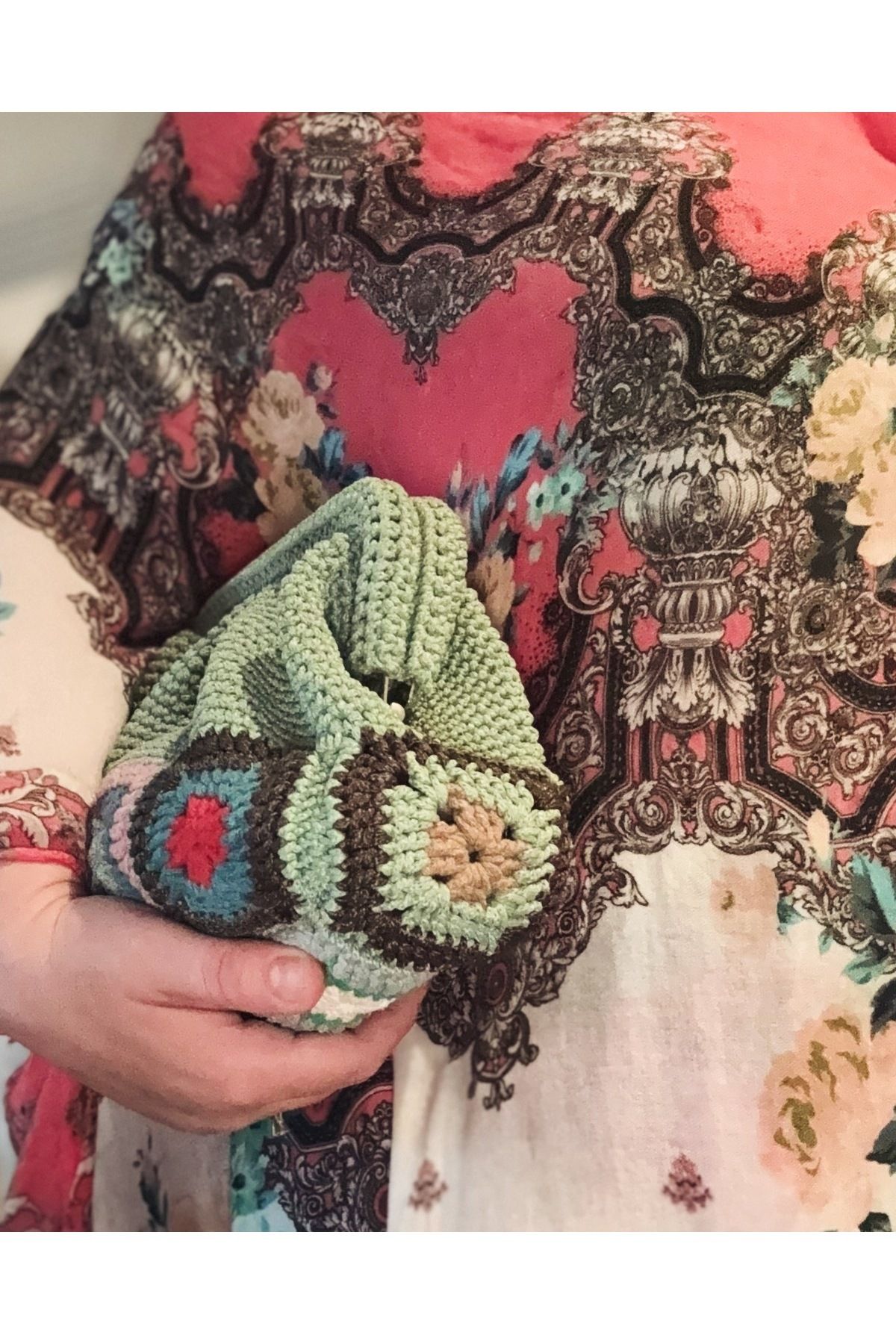 simarikcraft El örgüsü motifli bursu çanta, handmade bohem çanta