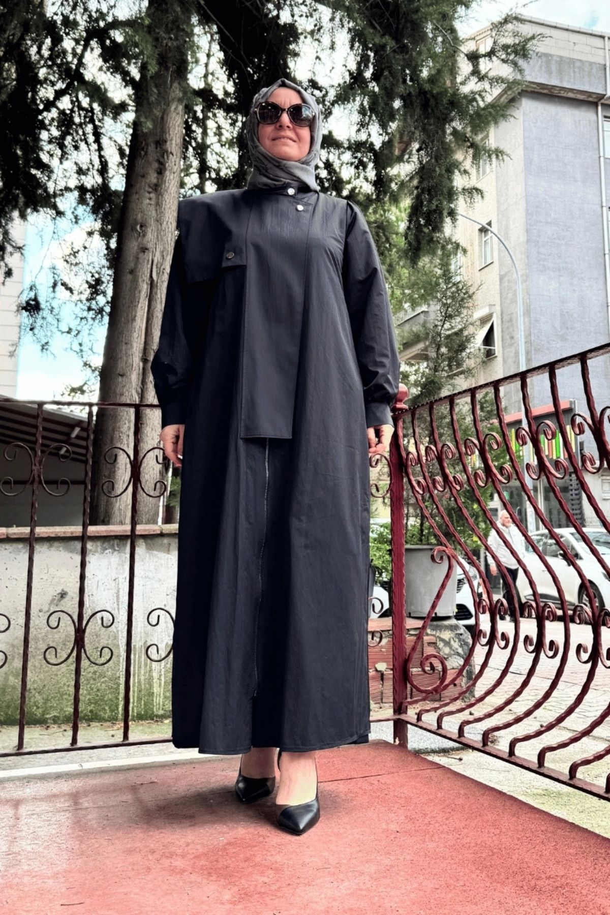 AlMarwah Fermuarlı Tam Boy Kap Siyah 404902