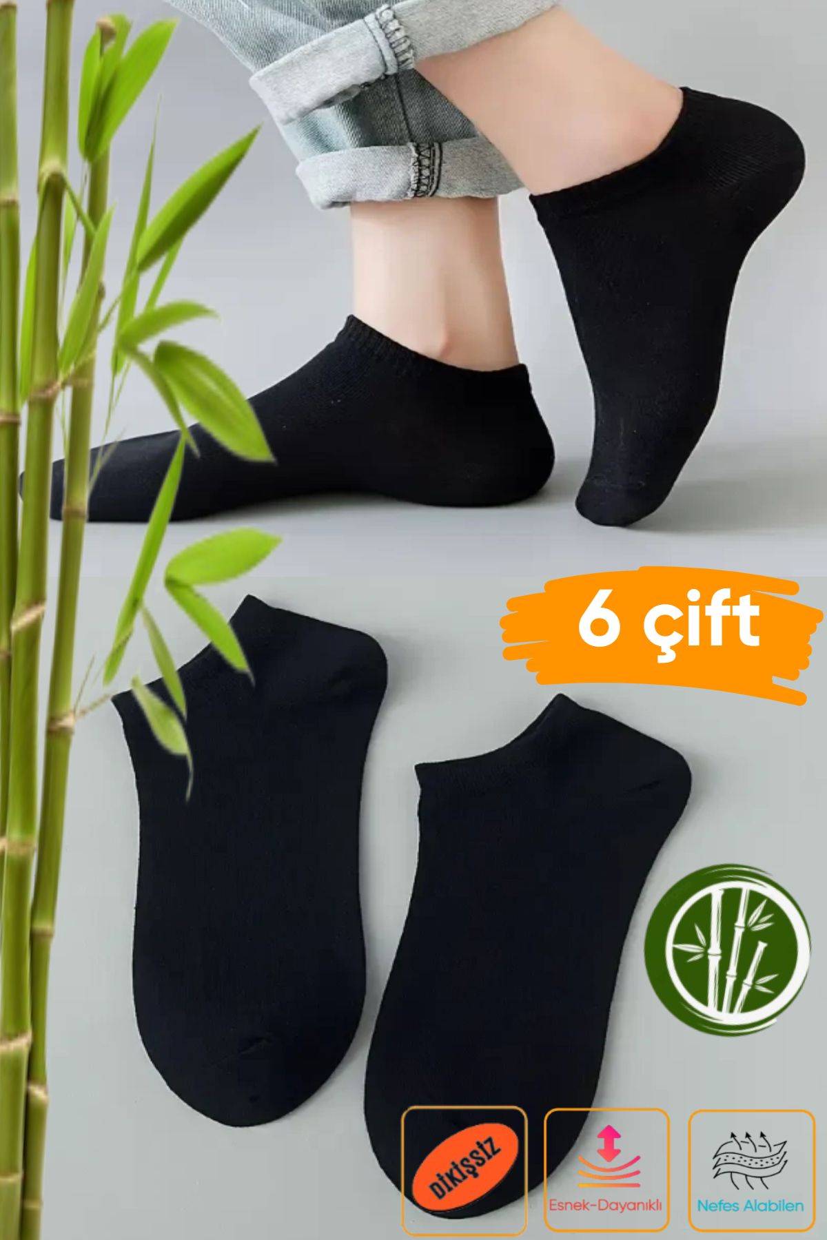 Esinti Kadın Bambu Sneaker Çorap 6'lı | Dikişsiz, Görünmez, Kokulu, Soft Yıkama