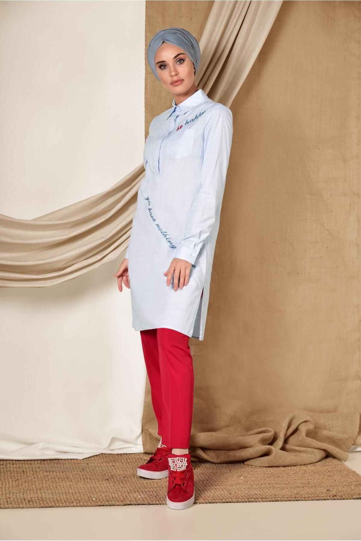 Alvina-Front Half Button Written Tunic 4055 1