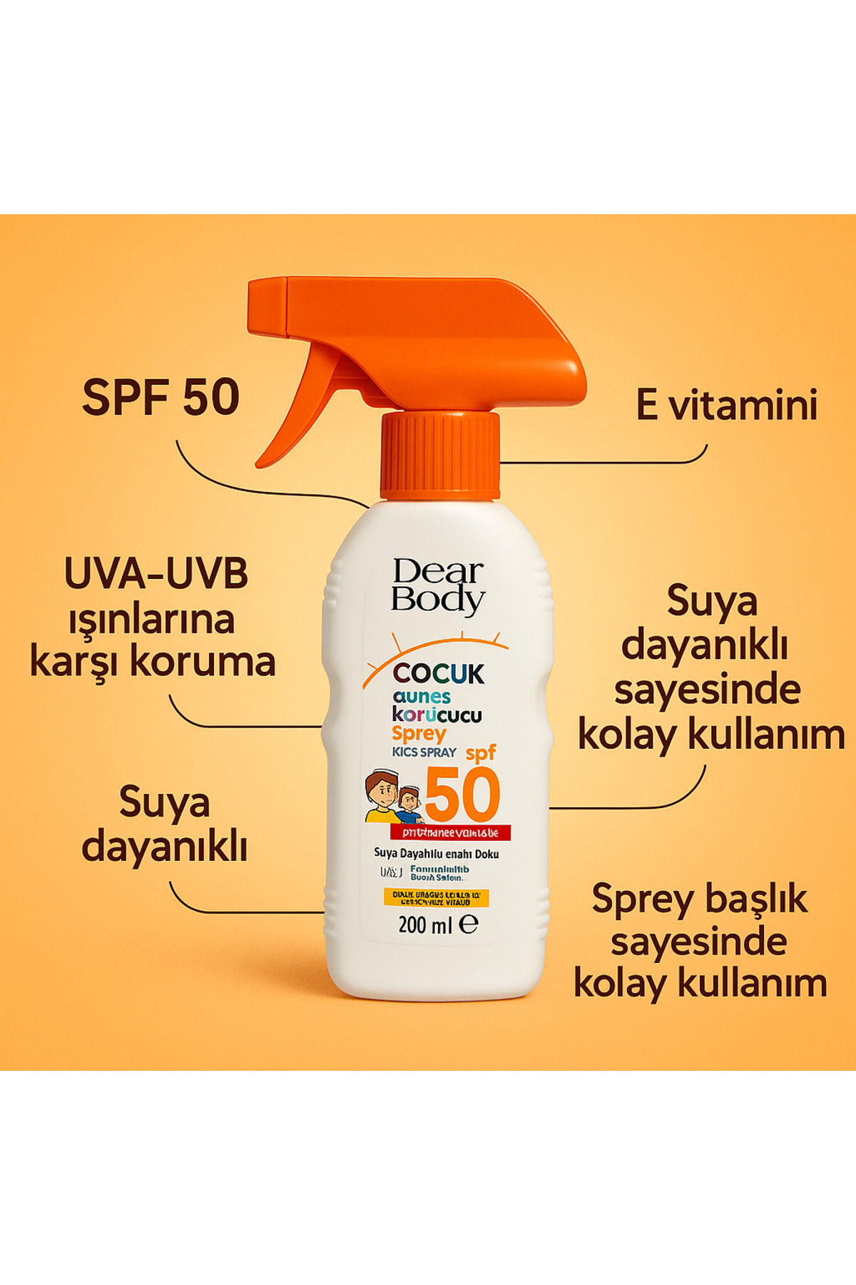 Dear Deer Dear Body Çocuk Güneş Koruyucu 50 Faktör Spray 200 ml fotoğrafı 2 (önizleme)