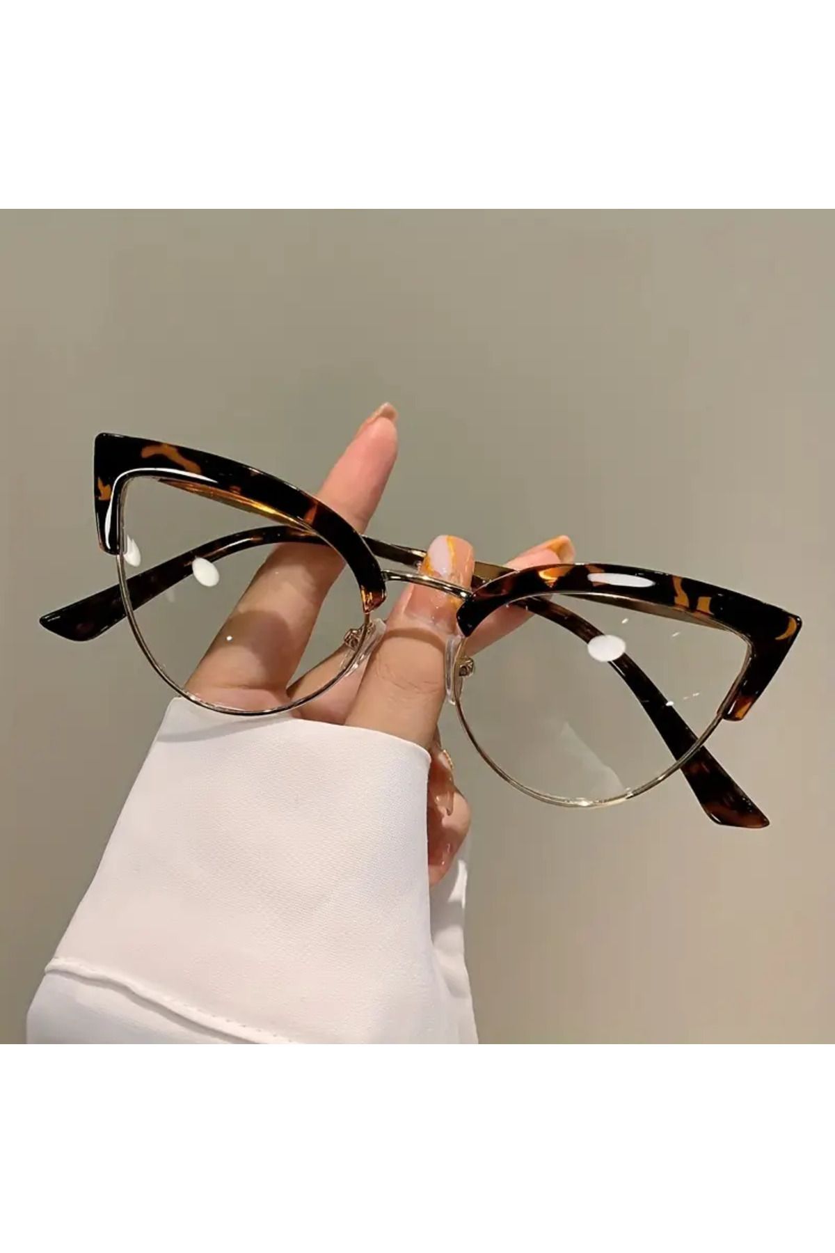 ZOZO TOMI Kadınlar İçin Çok Renkli Kedi Gözü Yarı Metal Çerçeveli Gözlükler, Şeffaf Lens Güneş Gözlüğü