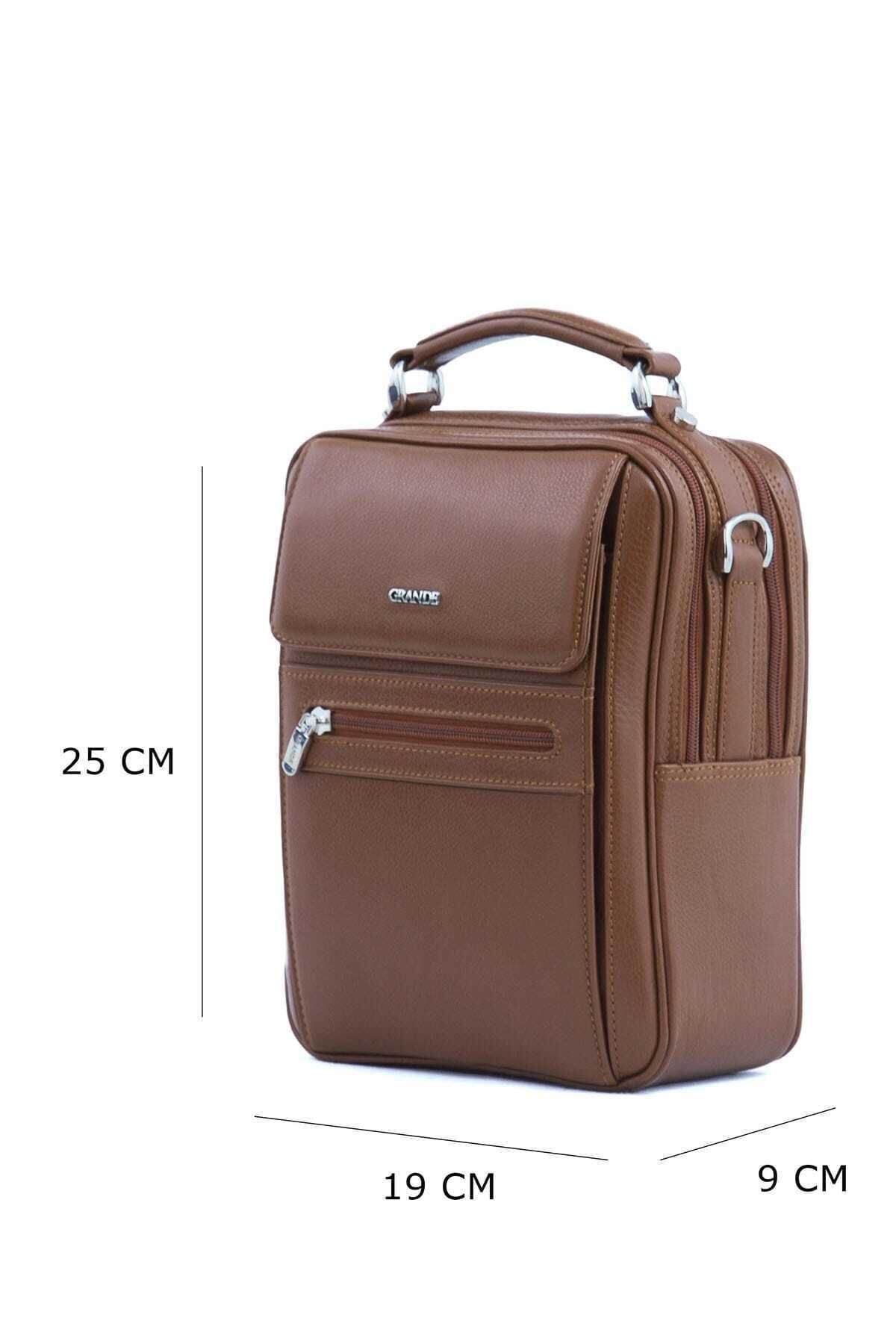 Grande-Tan Men's Handbag Grande4589Khaki Leather Tan 2