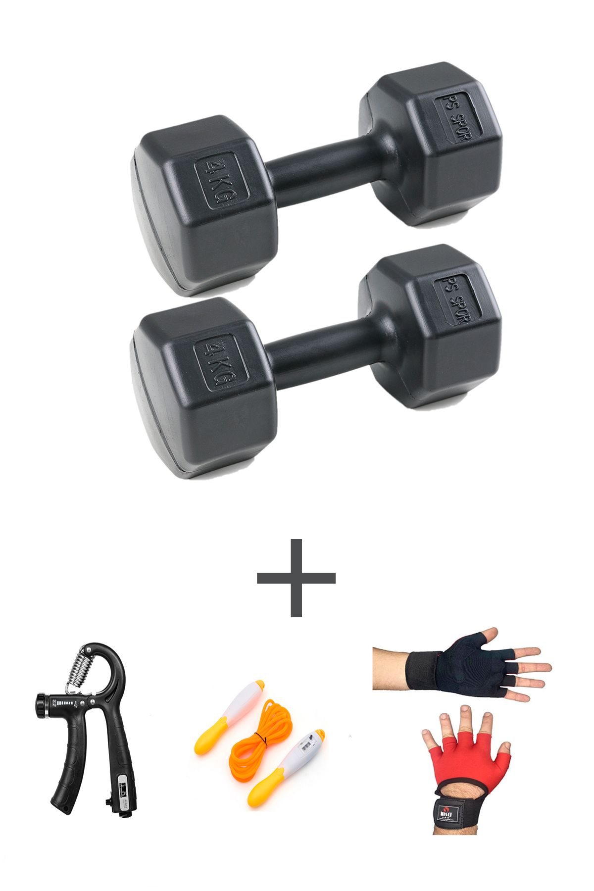 Besinistanbul PS SPOR 1 KG DAMBIL SET(4KG 2 ADET DAMBIL) +BODY ELDİVEN SAYAÇLI AYARLANABİLİR EL YAYI VE ATLAMA İPİ