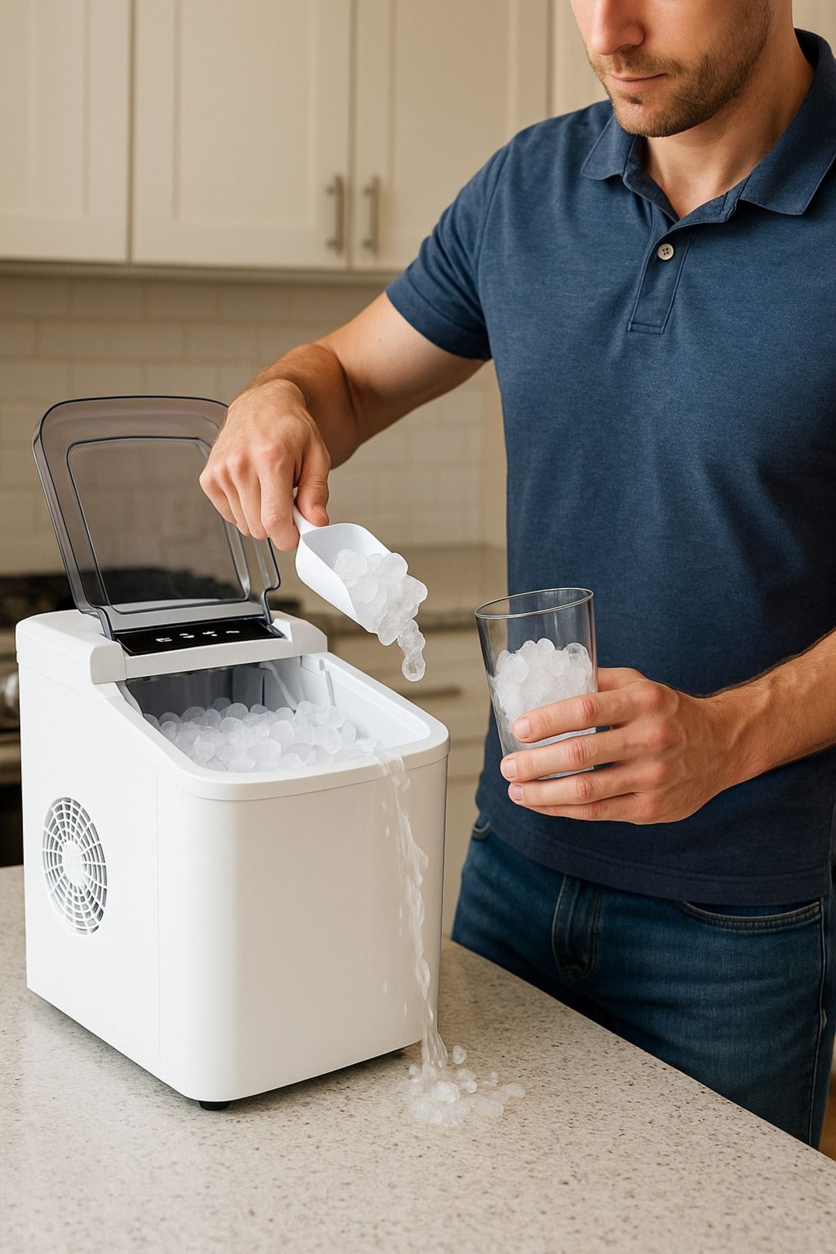 Denx-Smart ice maker with 110 watts, 1.3 litre capacity, and 12 kg ice production capacity 6