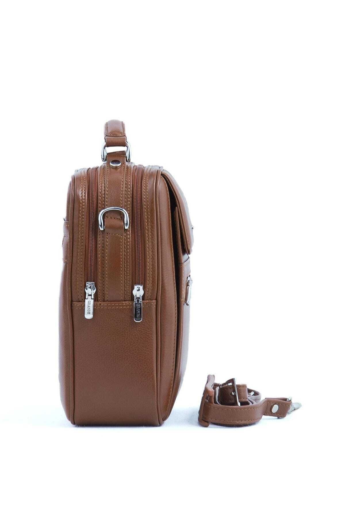 Grande-Tan Men's Handbag Grande4589Khaki Leather Tan 3