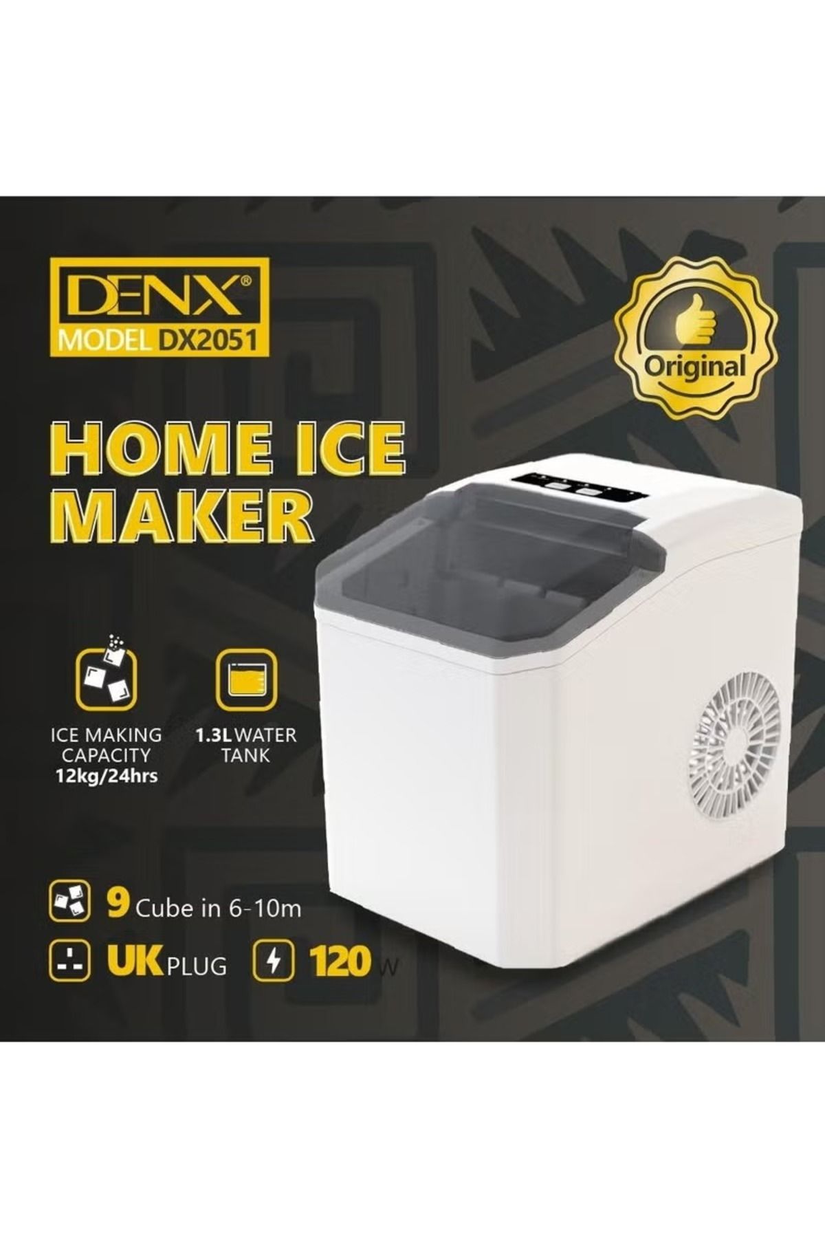 Denx-Smart ice maker with 110 watts, 1.3 litre capacity, and 12 kg ice production capacity 7