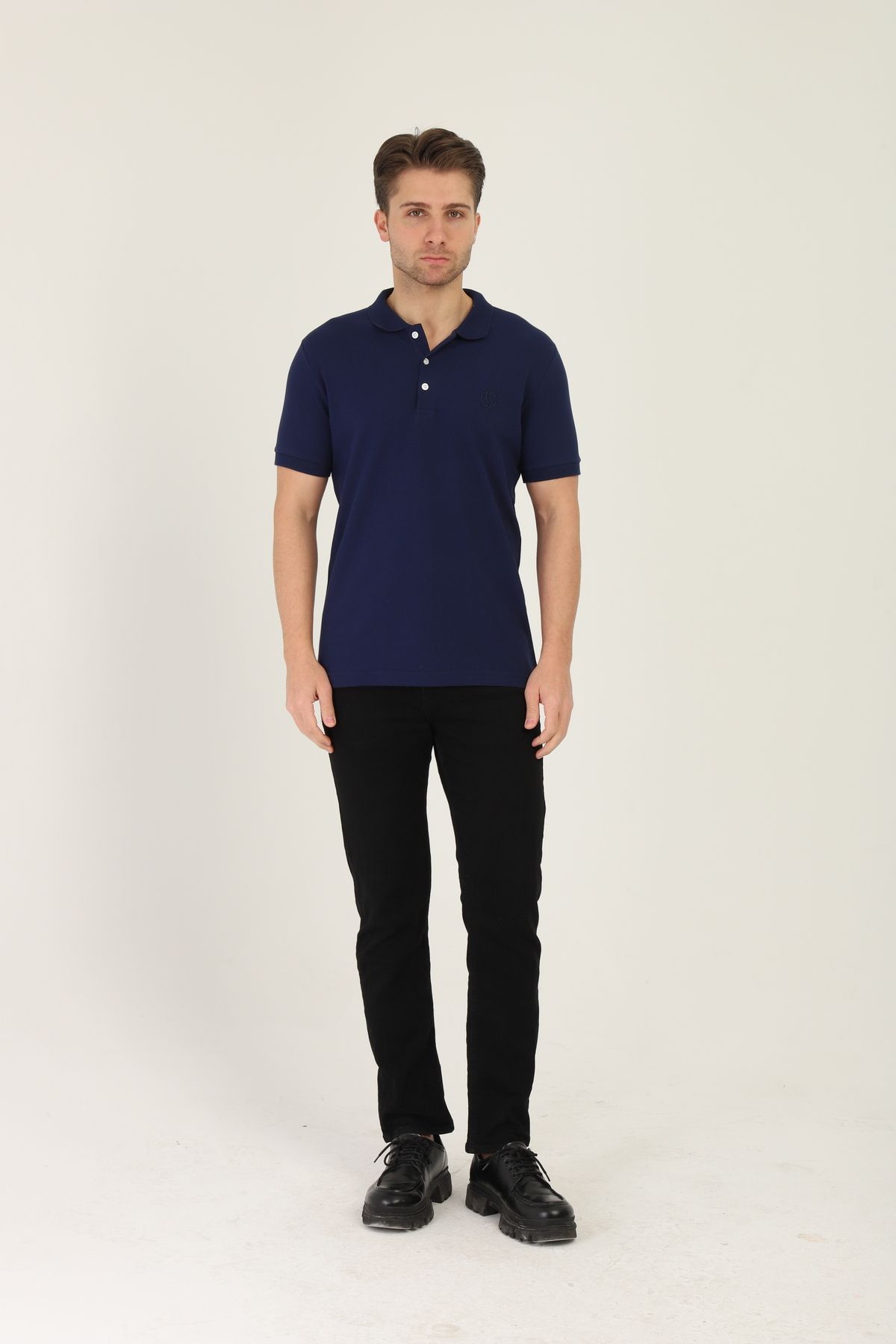 Mavi Soles Erkek Polo Yaka T-shirt - Düz Lacivert, Regular Fit, %100 Pamuk