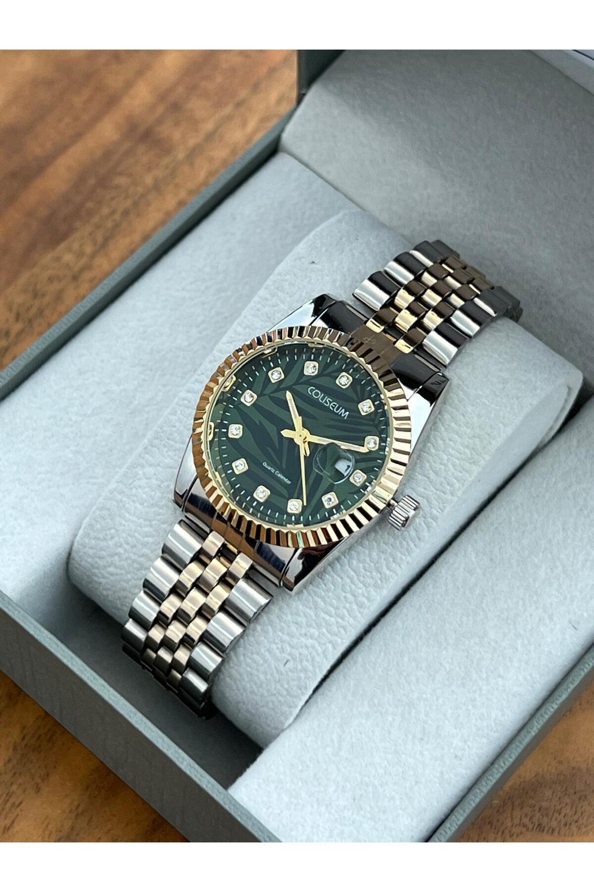 miaroza-New Model Rlx Yellow Bicolor Bracelet Green Dial Women Wristwatch 3