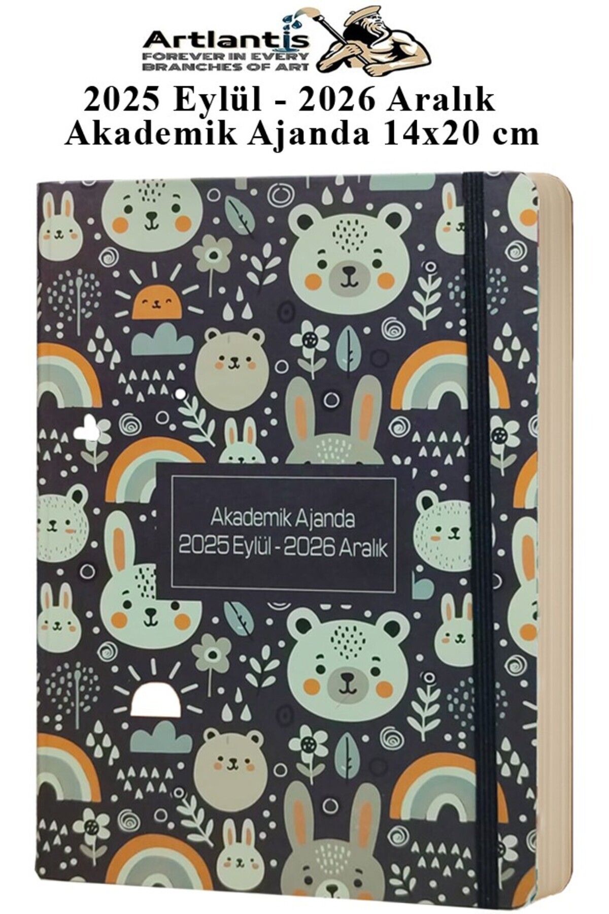 Artlantis Akademik Ajanda 2025 Eylül - 2026 Aralık 17x24 cm Lastikli 1 Adet Ciltli Sert Kapak Planlayıcı Hafta